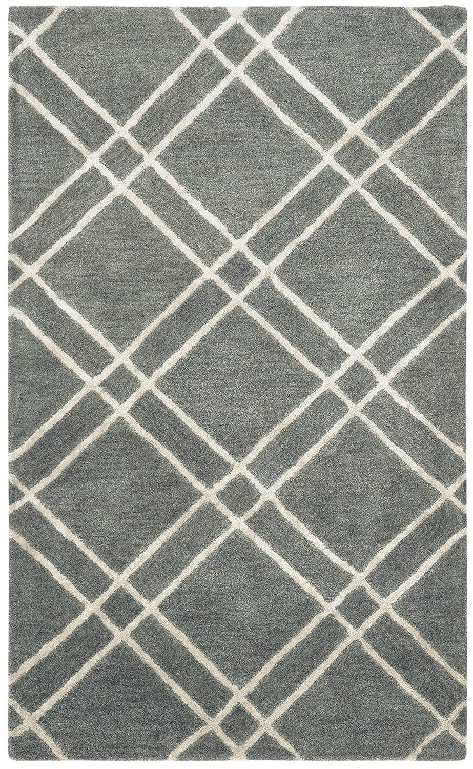 SAFAVIEH Himalaya Maralyn Geometric Wool Area Rug, Navy/Silver, 2' x 3'