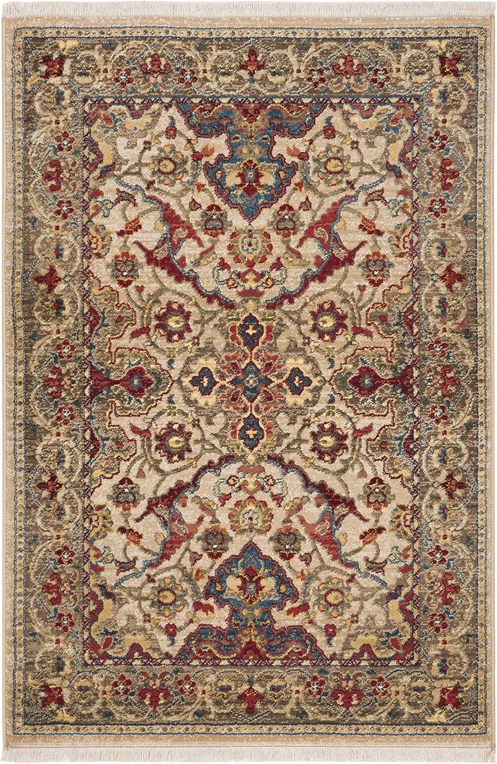 Kashan KSN307 Power Loomed Accent Rug - Ivory/Taupe - 3'3"x4'10" - Safavieh