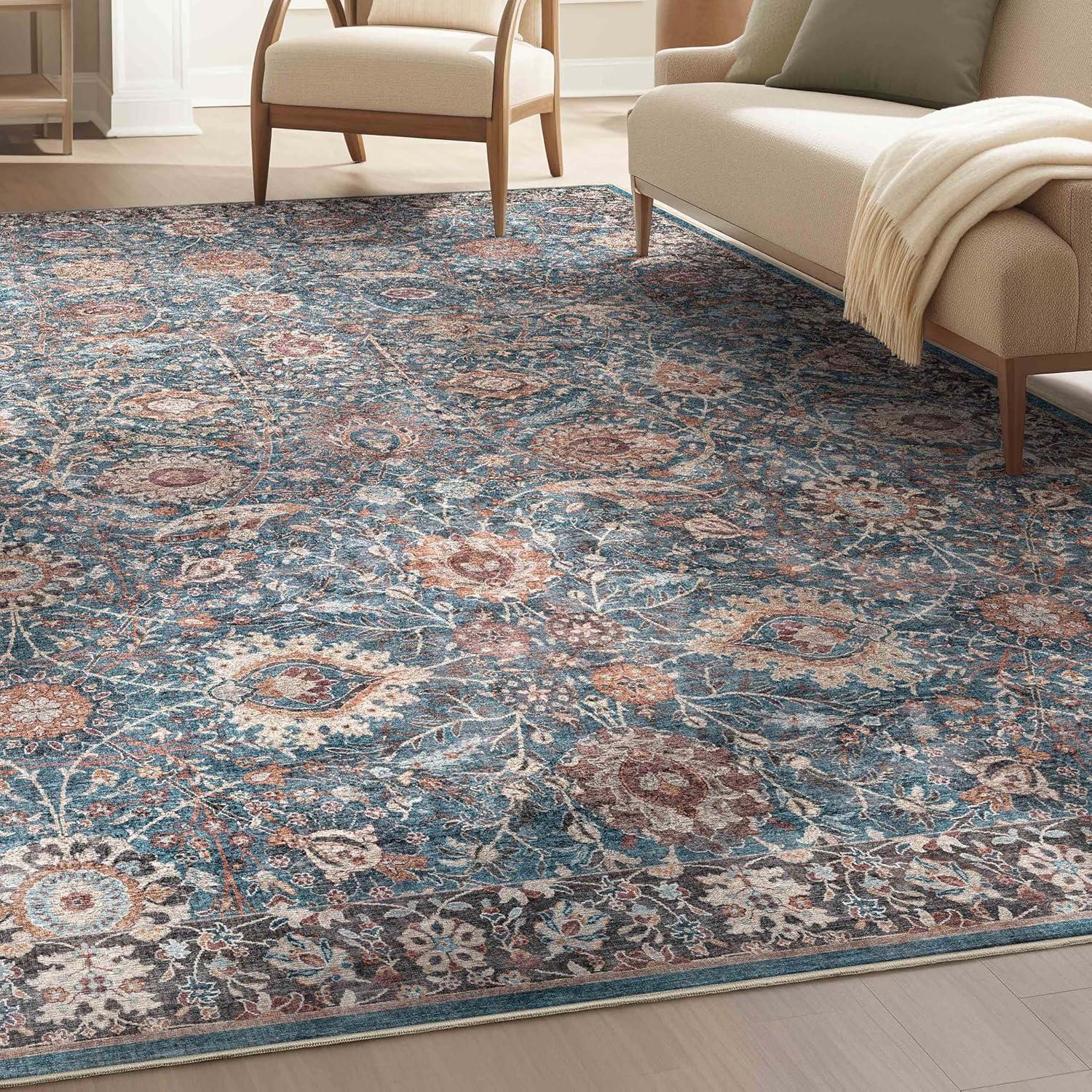 Well Woven Asha Liana Vintage Oriental Teal Flat-Weave Area Rug