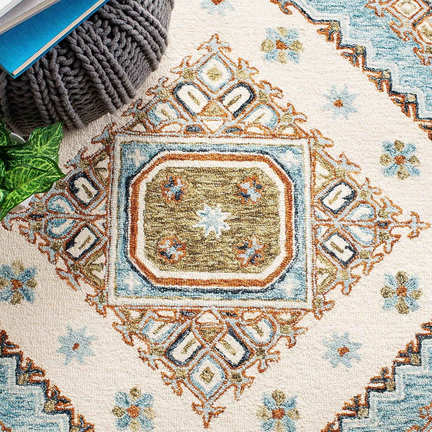 Capri CPR209 Hand Tufted Area Rug - Ivory/Rust - 7'x7' - Safavieh.