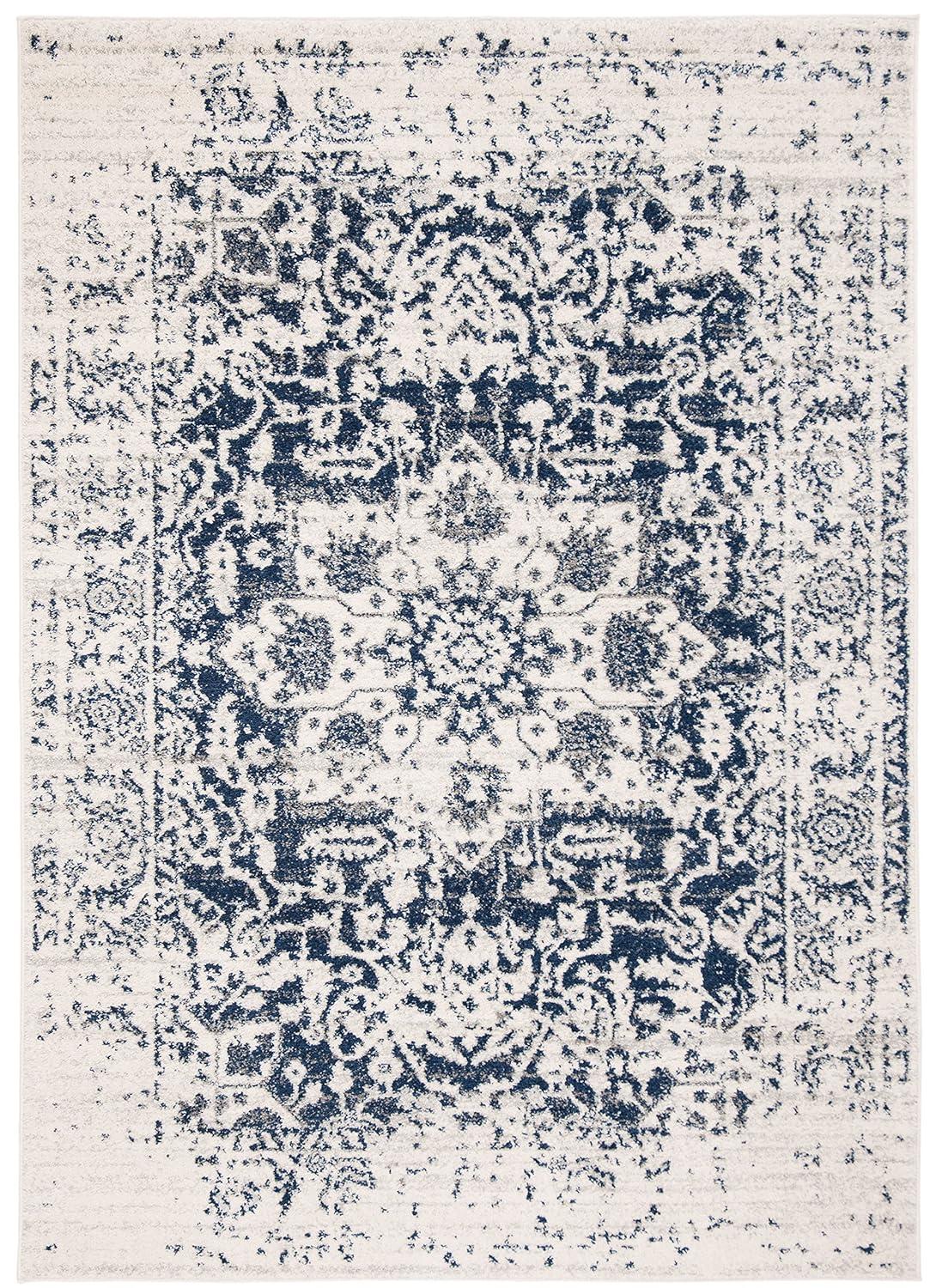 Madison MAD603 Power Loomed Indoor Area Rug - Cream/Navy - 6'7"x9'2" - Safavieh