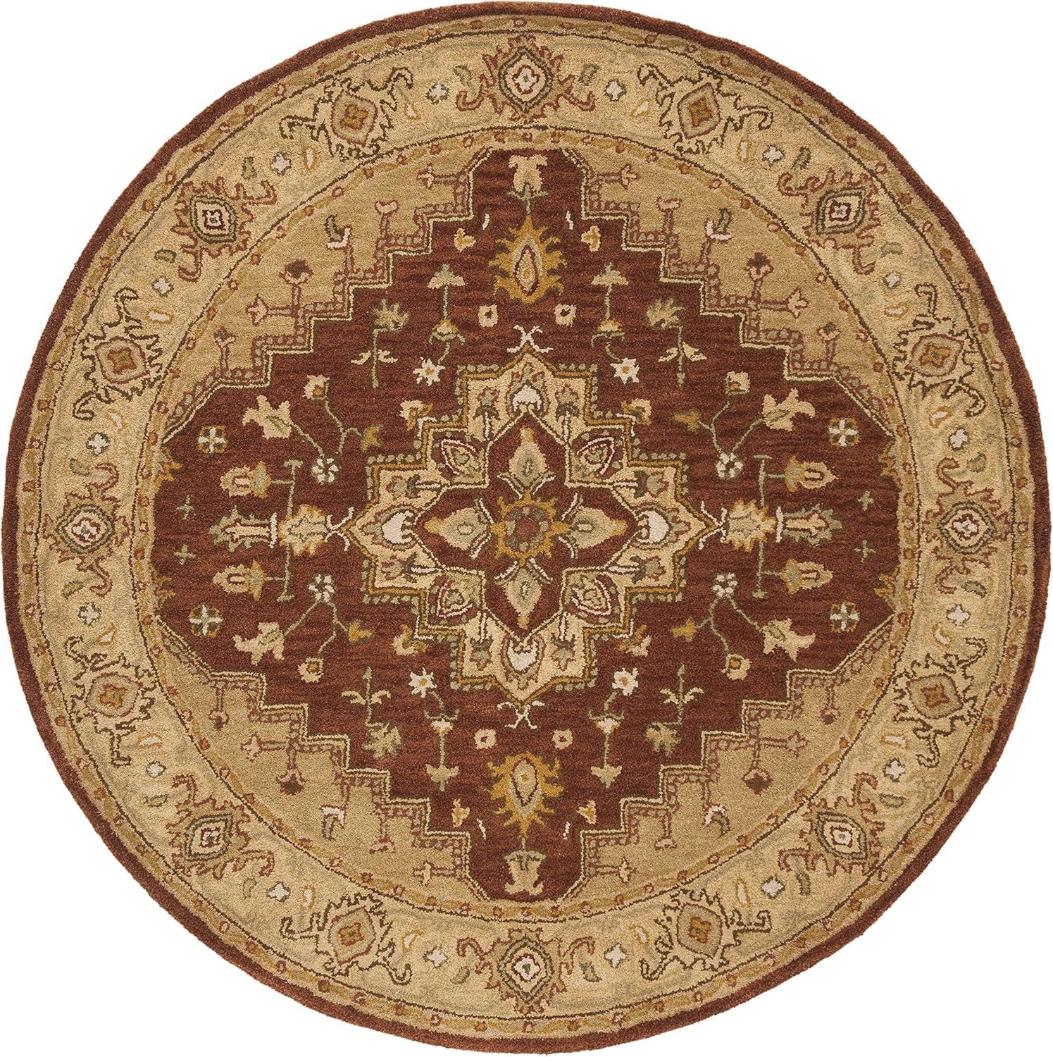 Heritage HG345 Hand Tufted Area Rug - Rust/Gold - 6' Round - Safavieh.