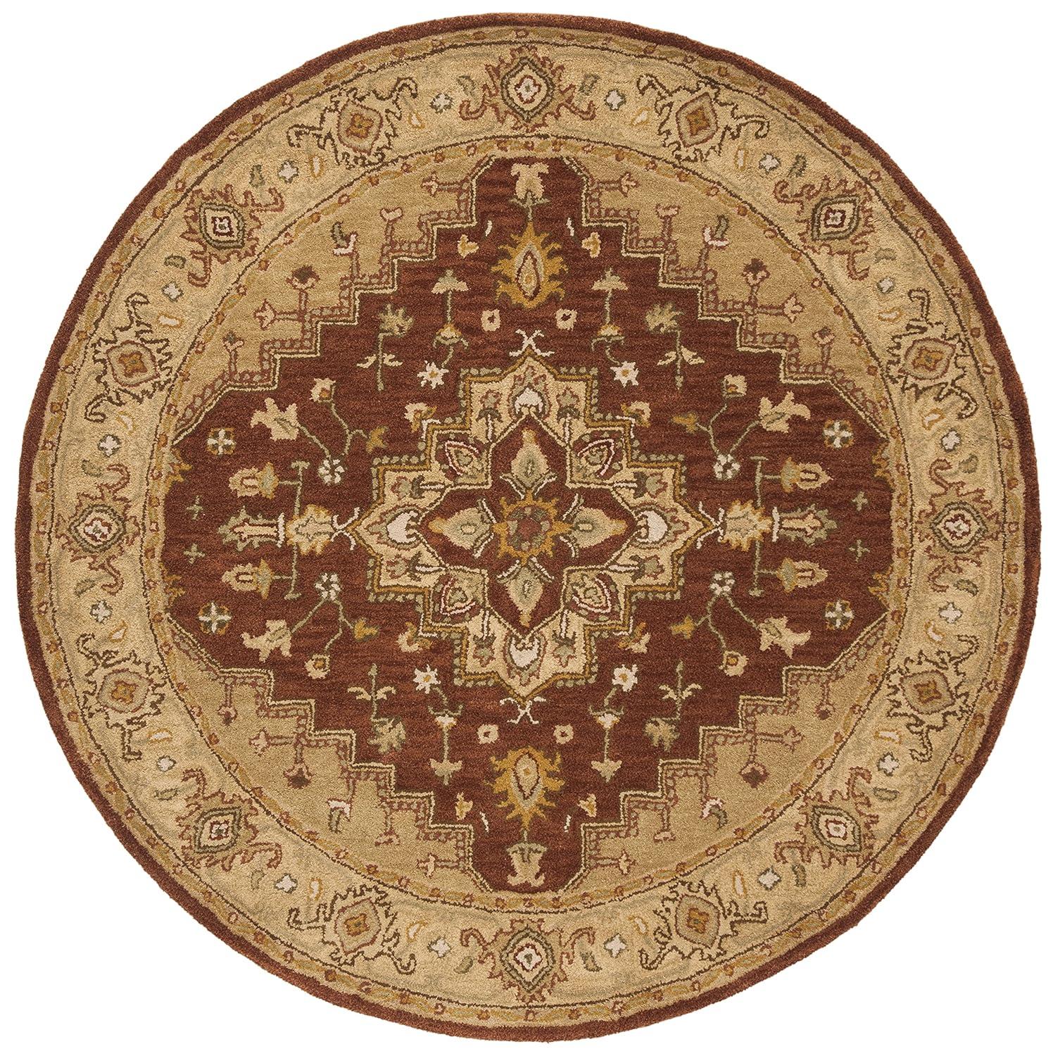 Heritage HG345 Hand Tufted Area Rug - Rust/Gold - 6' Round - Safavieh.