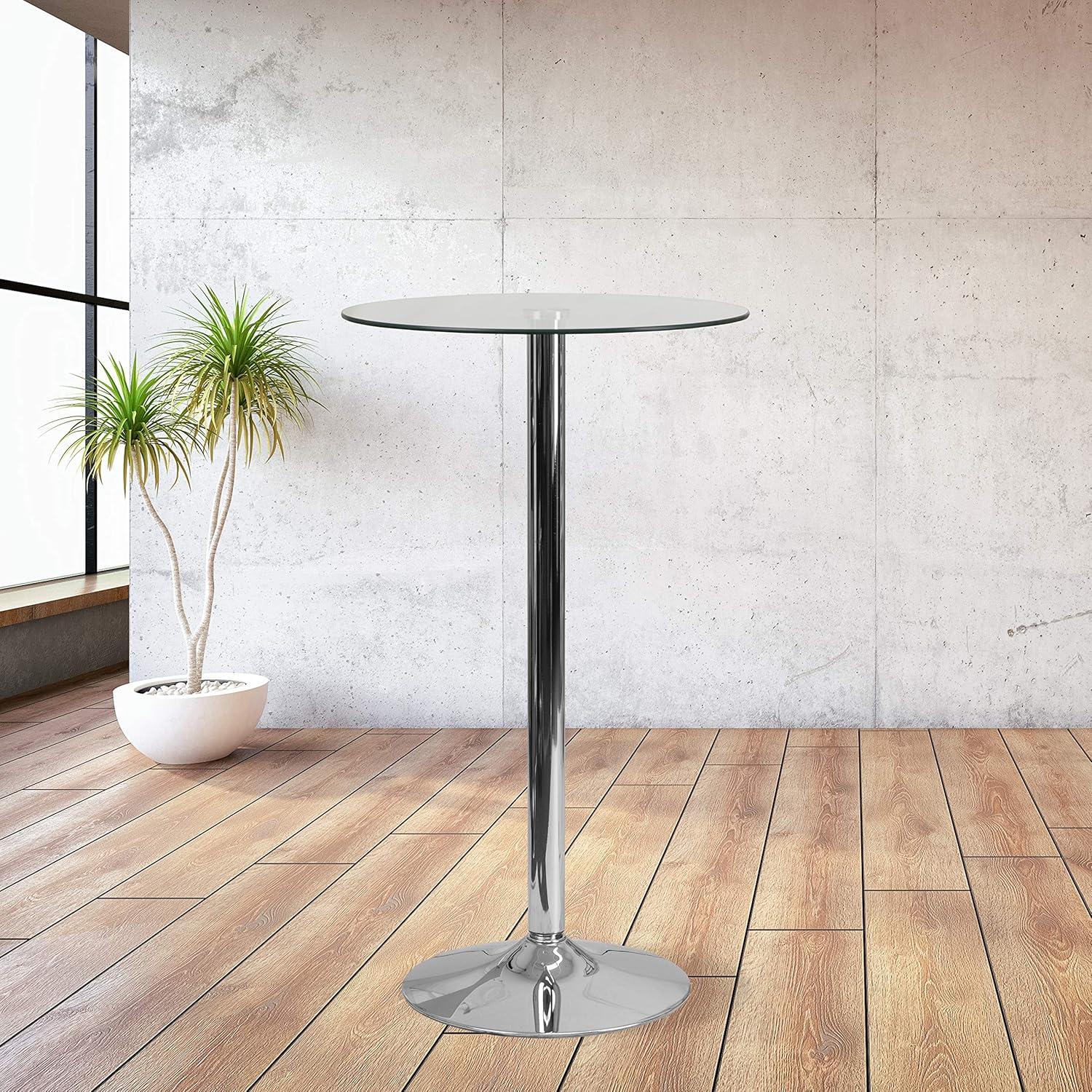 Flash Furniture 23.5'' Round Glass Table with 35.5''H Chrome Base