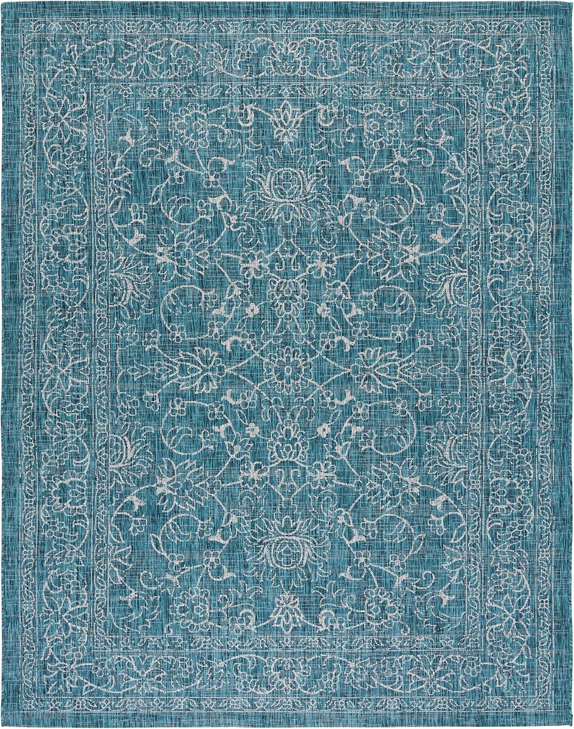 Courtyard CY8680 Power Loomed Indoor and Outdoor Area Rug - Turquoise - 9'x12' - Safavieh