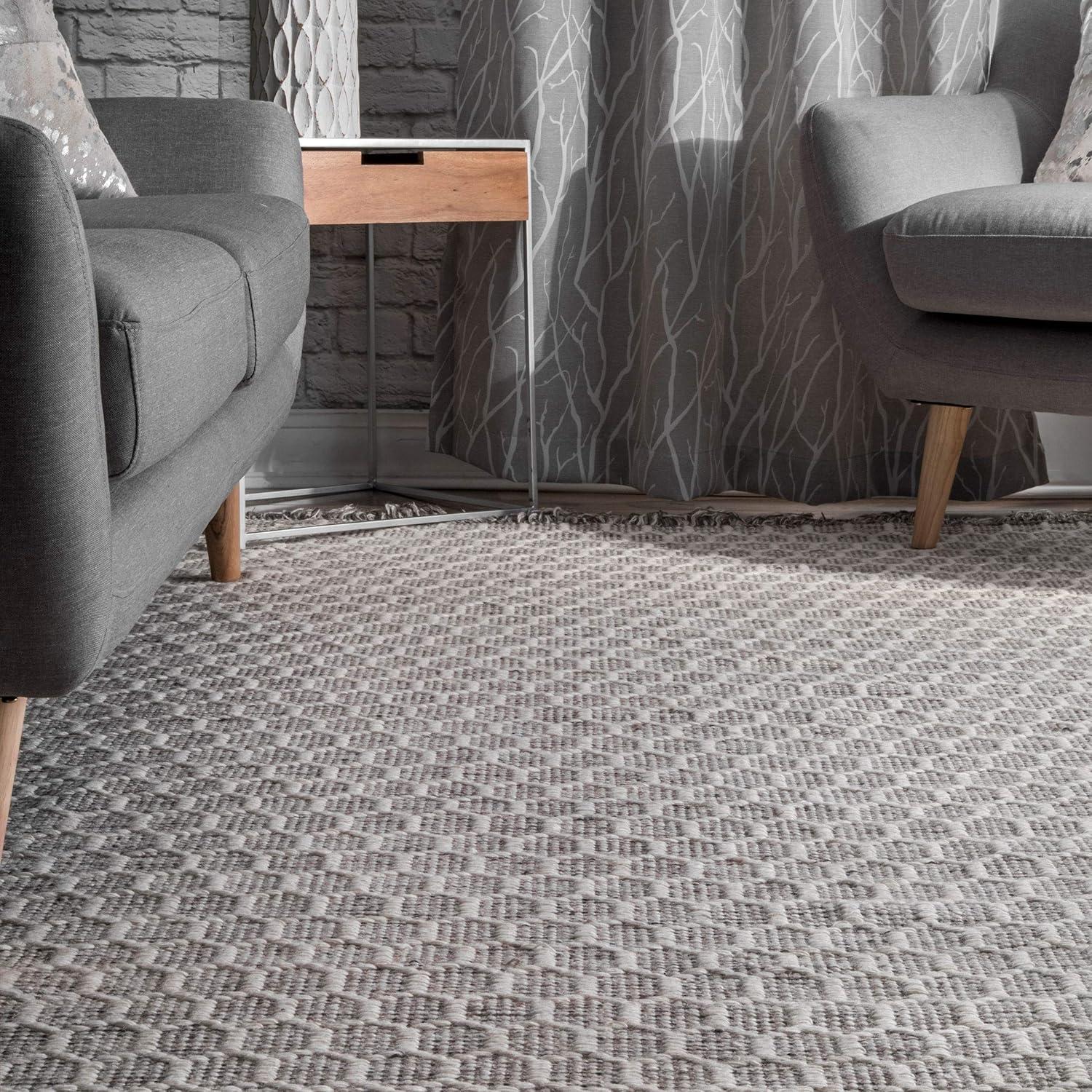 Nuloom Wylie Geometric 3x5 Wool Accent Indoor Area Rug for Living Room Bedroom Dining Room Entryway Kitchen, Baby Blue/Ivory