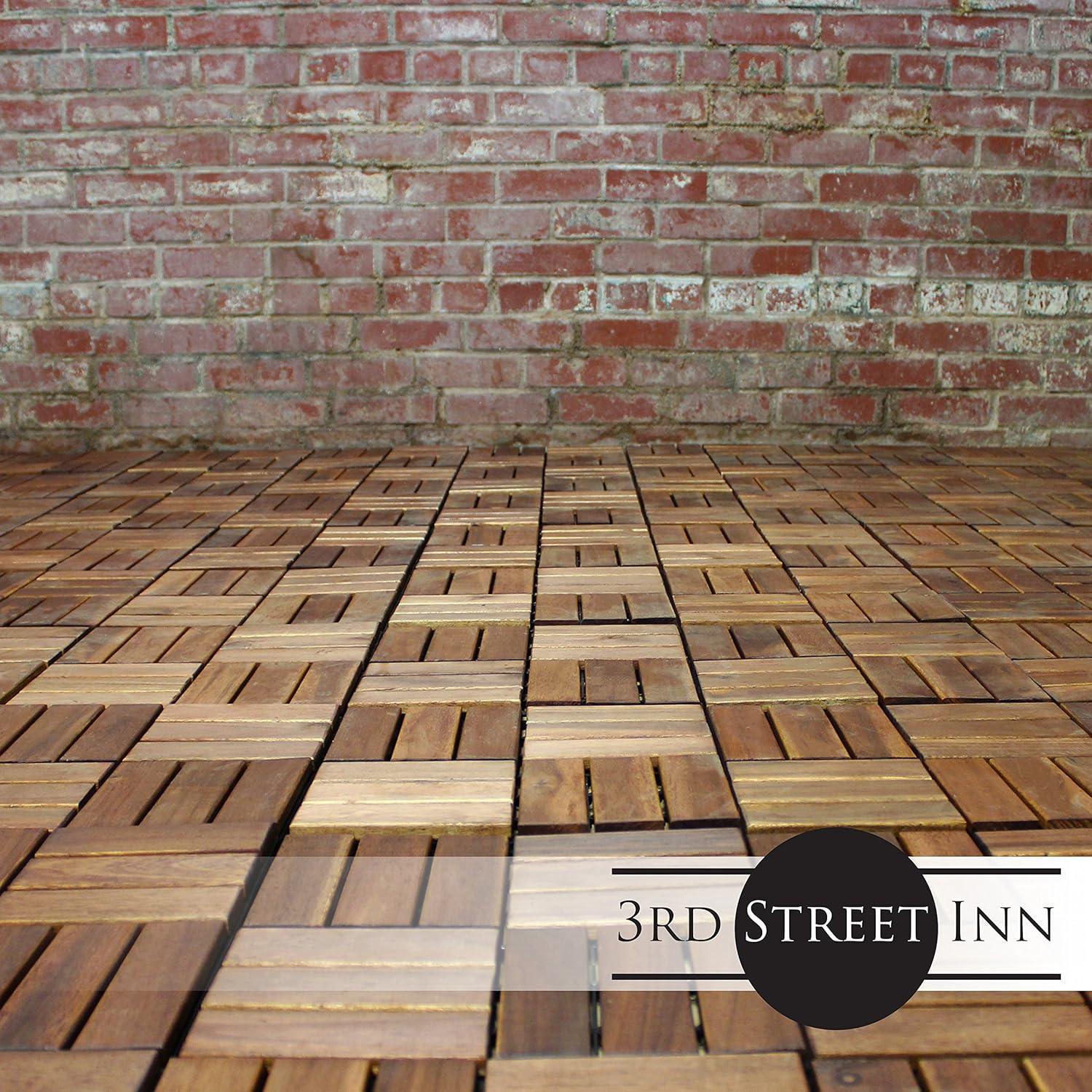 3rd Street Inn 12" x 12" Wood Interlocking Deck Tile (Set of 20)