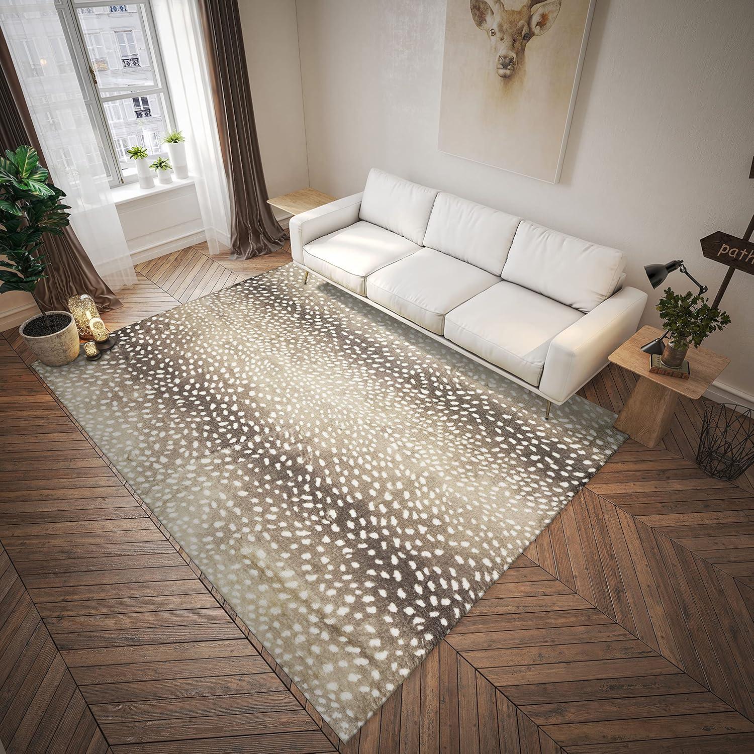 Addison Rugs Indoor/ Outdoor Addison Safari Gazelle Animal Print Washable Area Rug 8' x 8' - Fawn