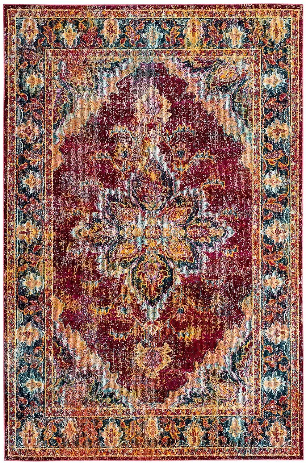 Crystal CRS508 Power Loomed Area Rug - Ruby/Navy - 6'7"x9'2" - Safavieh.