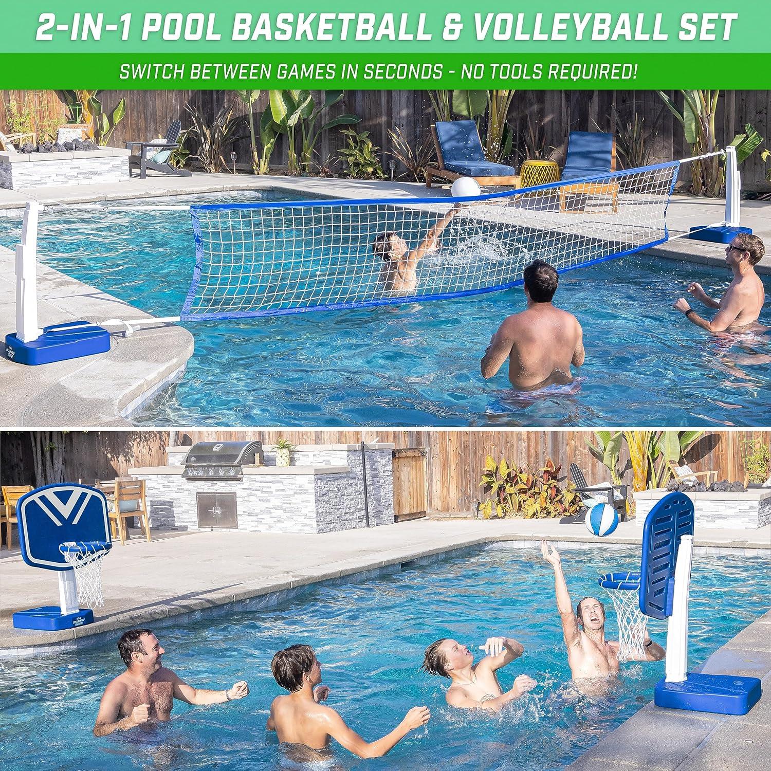 Gosports Splash Hoop 2-In1 Full Court Pool Basketball & Volleyball Game Set