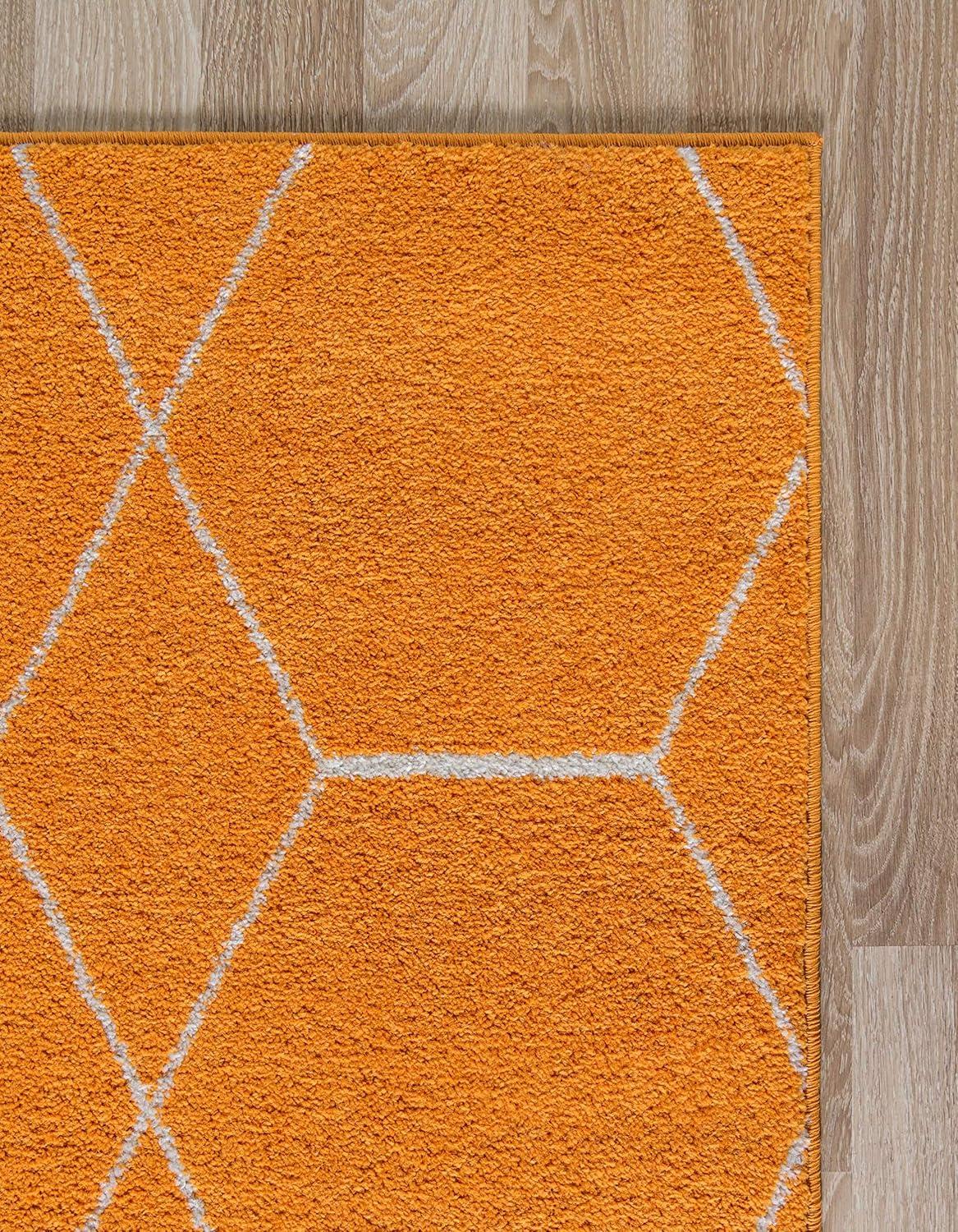 Unique Loom 2' 0 x 8' 8 Trellis Frieze Geometric Orange Area Rug