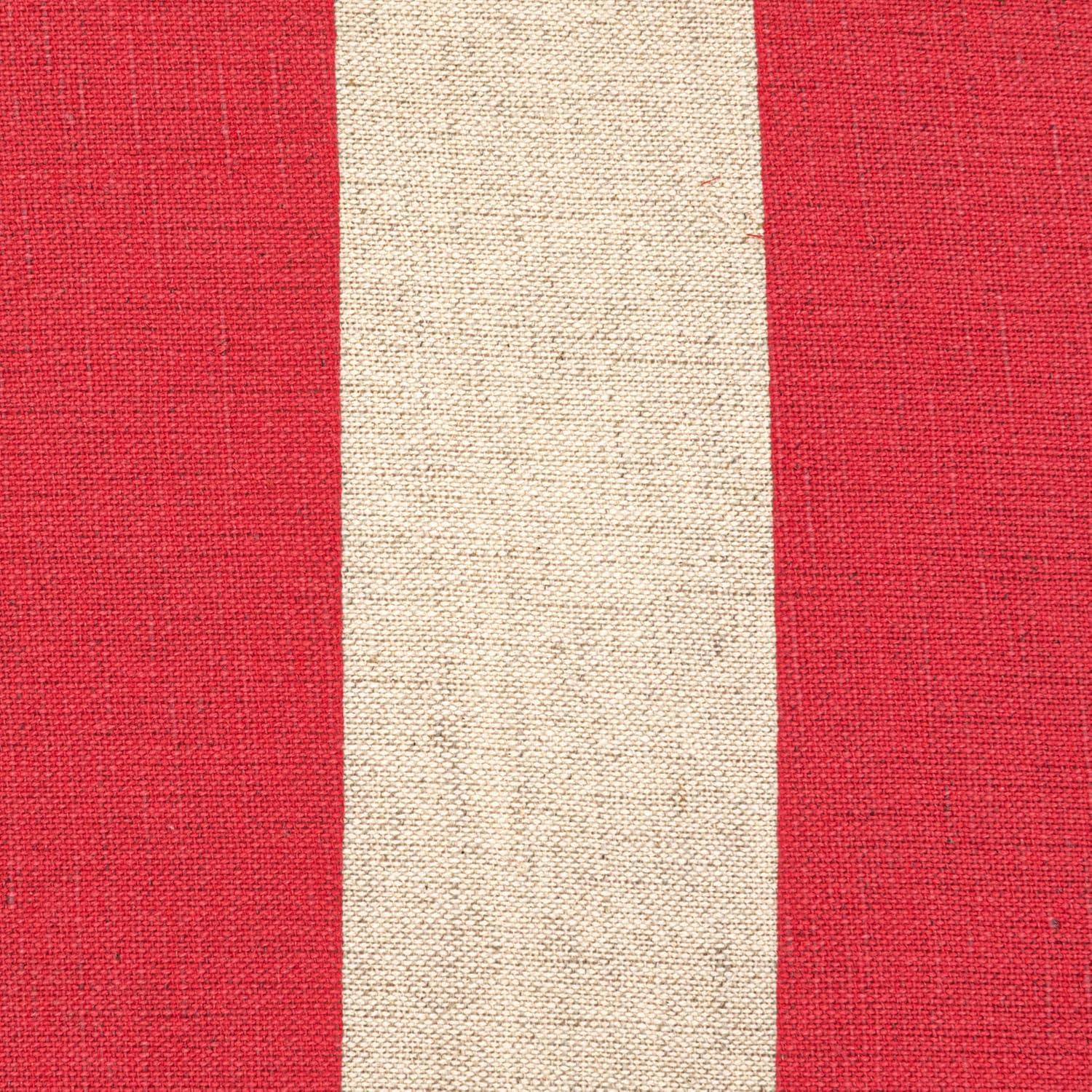 Red and Natural Striped Cotton Linen Square Pillow