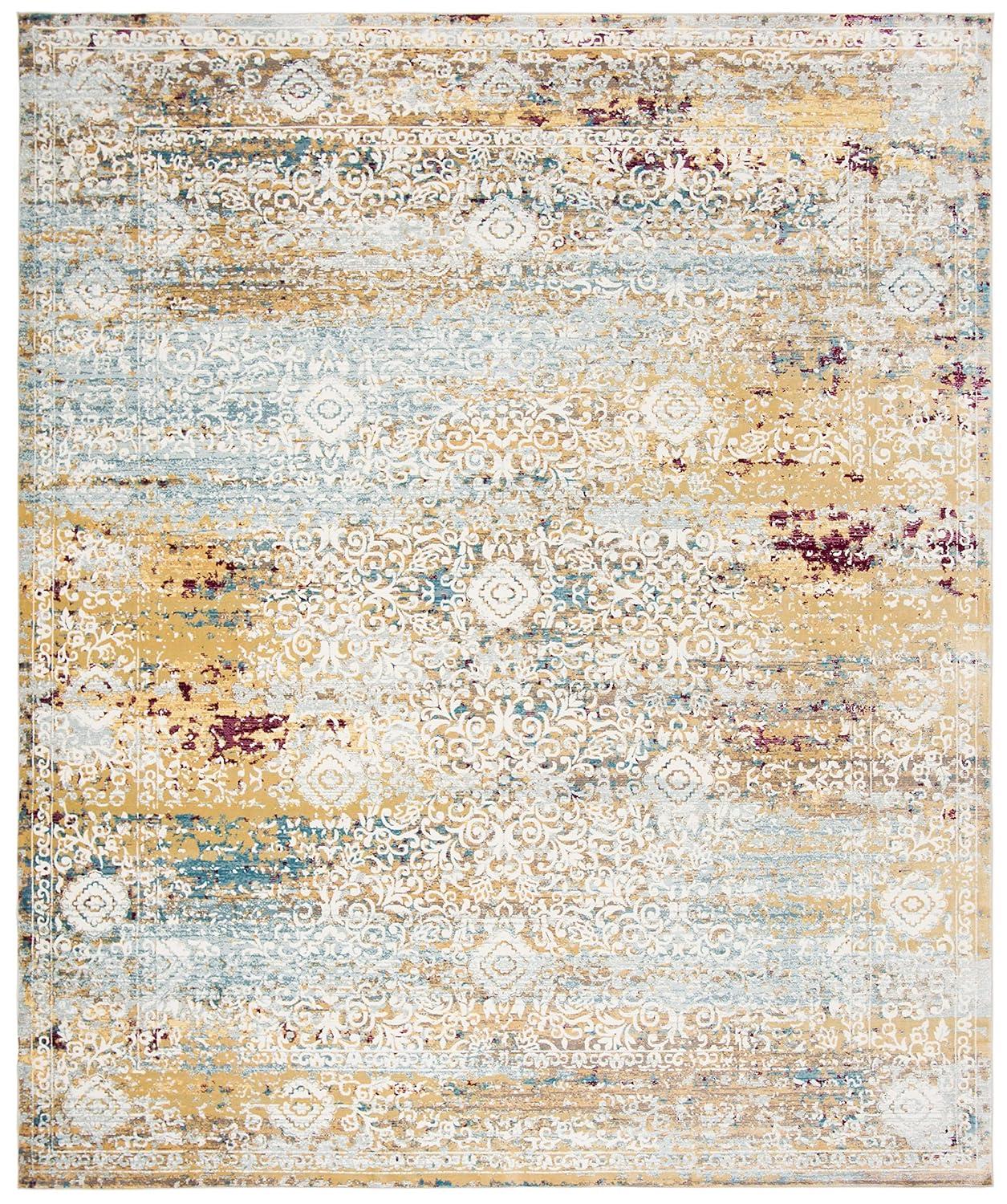 Aria ARA183 Power Loomed Area Rug - Yellow/Cream - 8'x10' - Safavieh.
