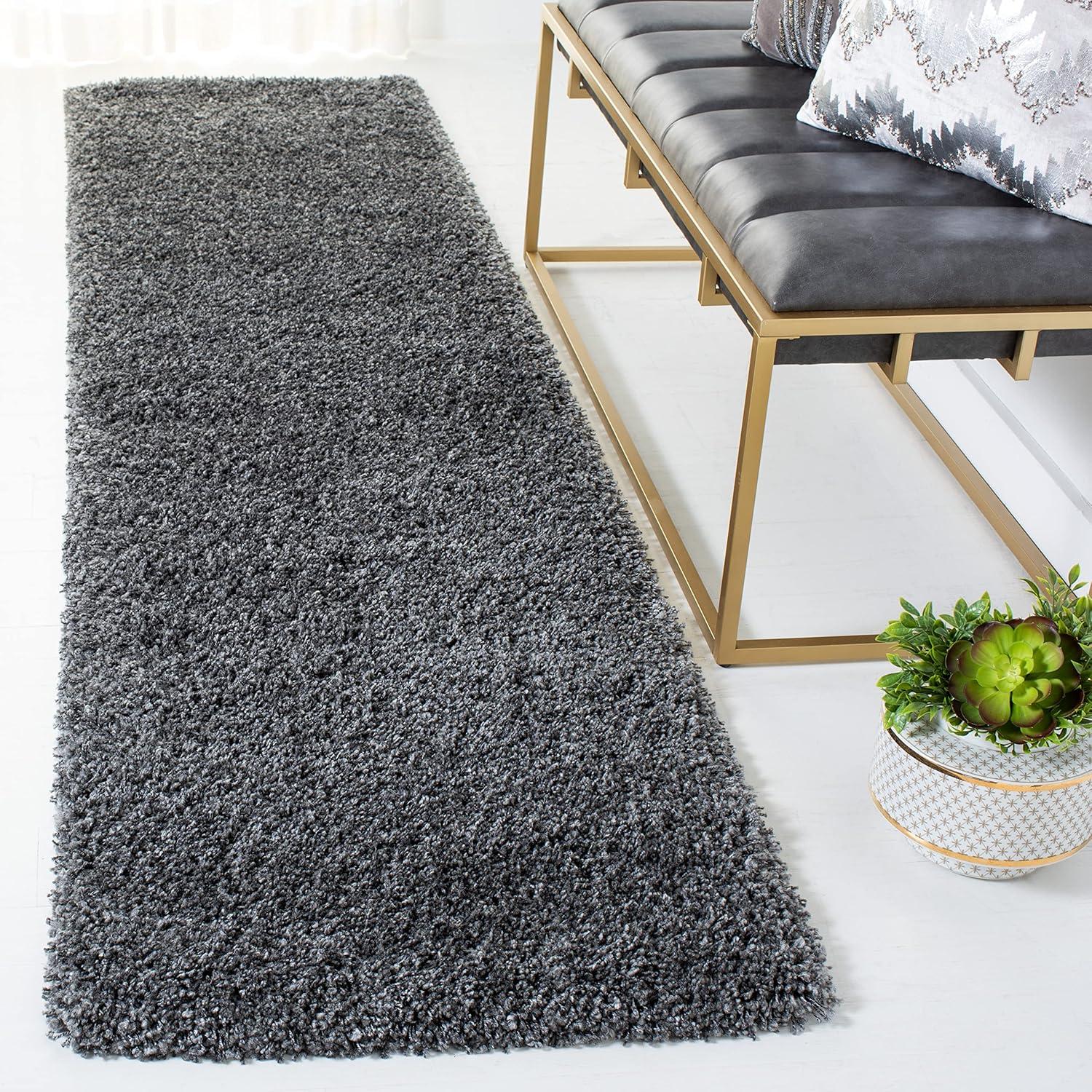 Shag SG151 Power Loomed Indoor Runner Rug - Dark Grey - 2'3"x9' - Safavieh.