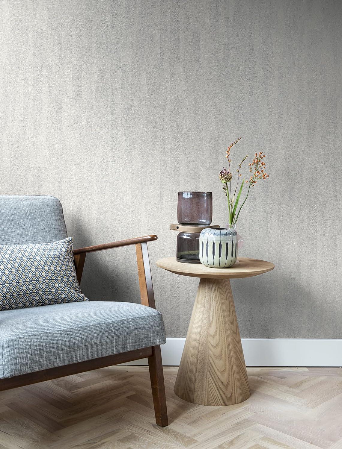 Sutton Silver Textured Geometric Non-Woven Wallpaper