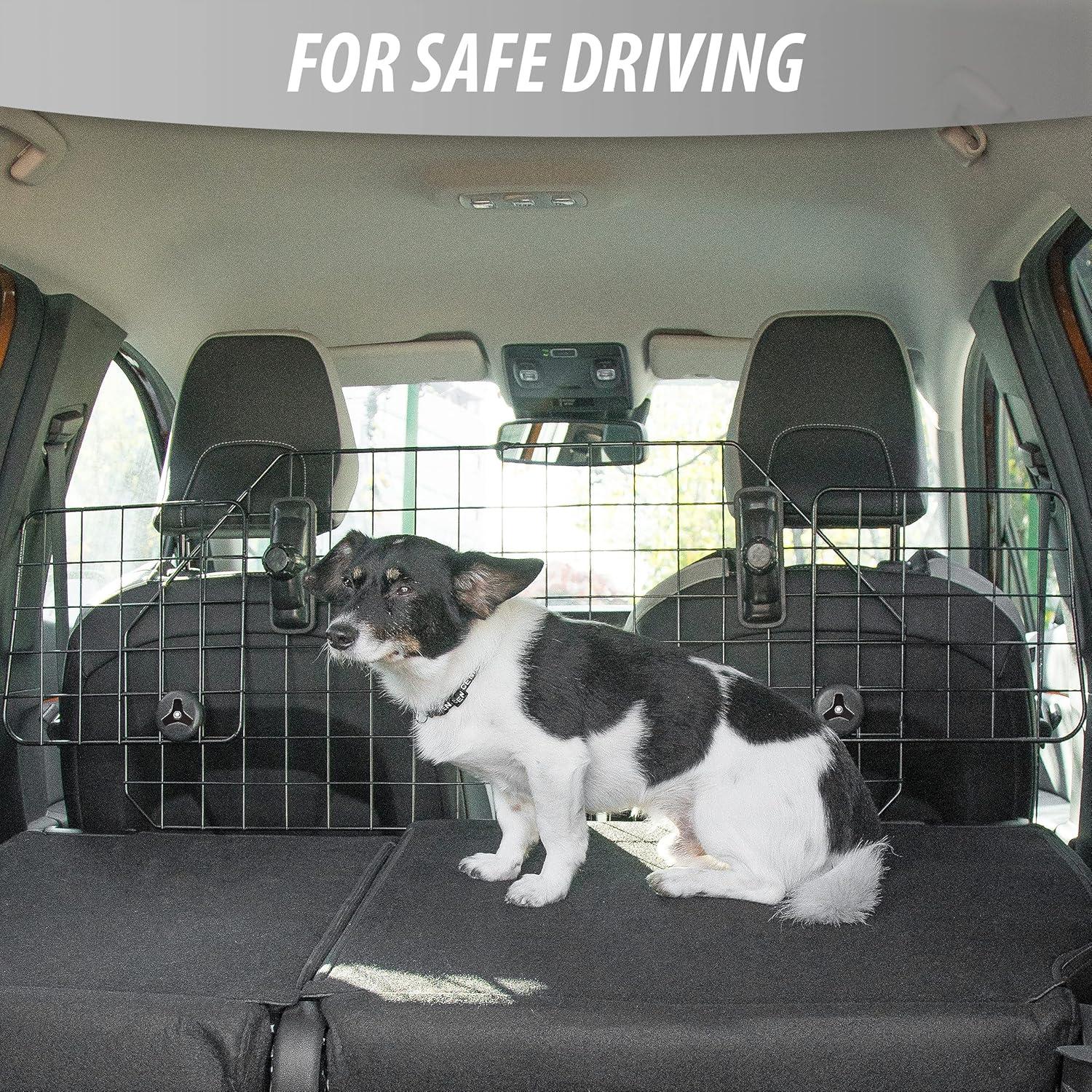 Car Dog Universal Pet Barrier - Zone Tech Premium Quality Black Heavy Duty Coated Wire Adjustable Mounted Headrest Barrier for Pet/Dog Safety