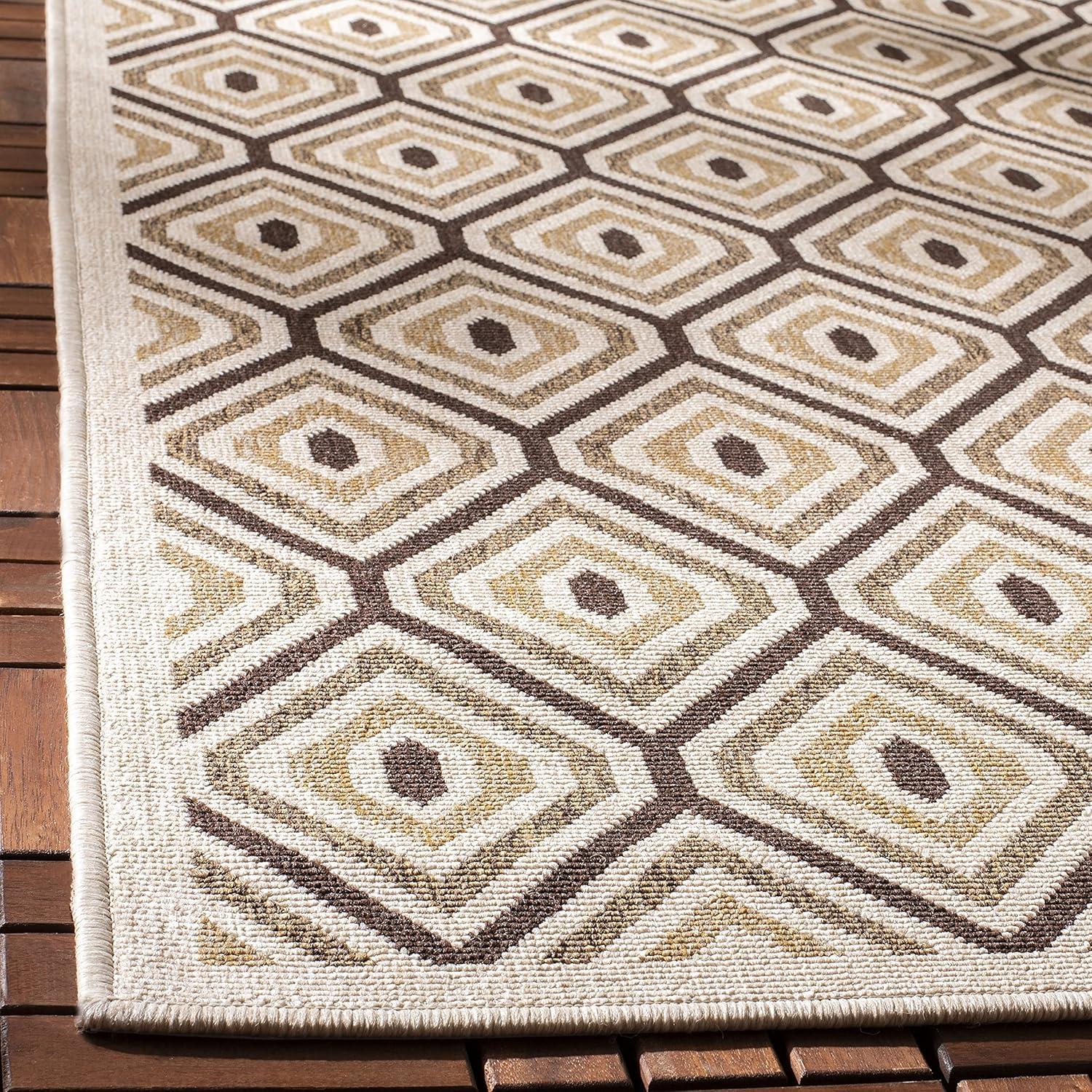 Veranda VER003 Power Loomed Indoor and Outdoor Accent Rug - Cream/Chocolate - 2'7"x5' - Safavieh.