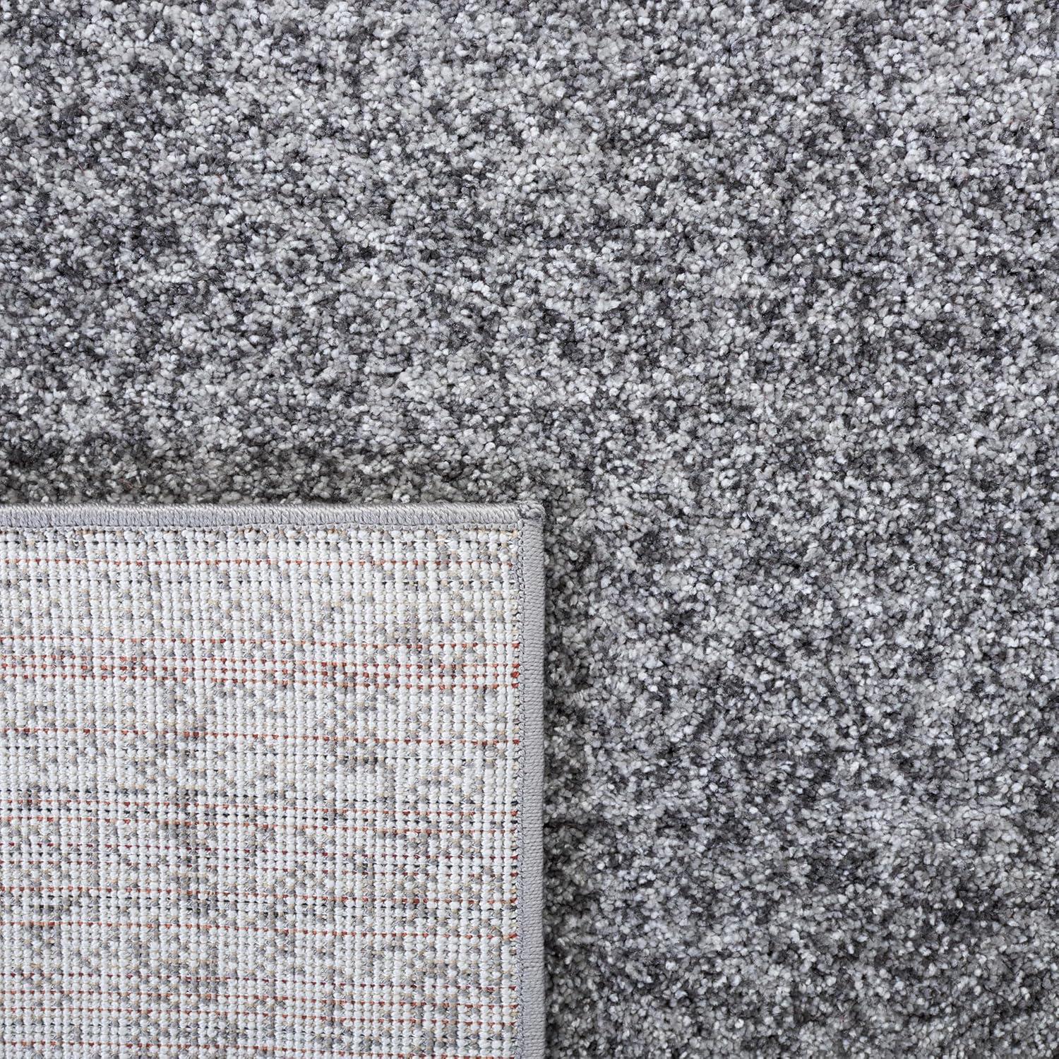 Gray Abstract Square Stain-Resistant Area Rug