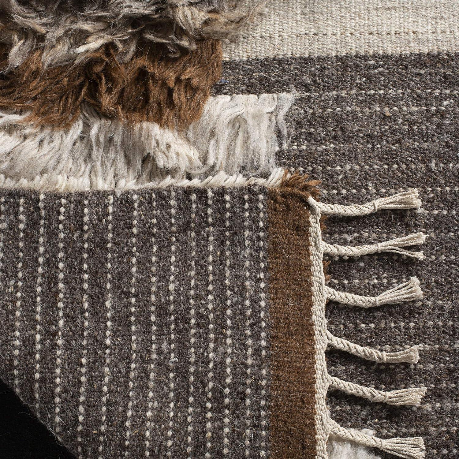 Alimatou Hand Knotted Wool/Cotton Abstract Rug in Gray/Brown