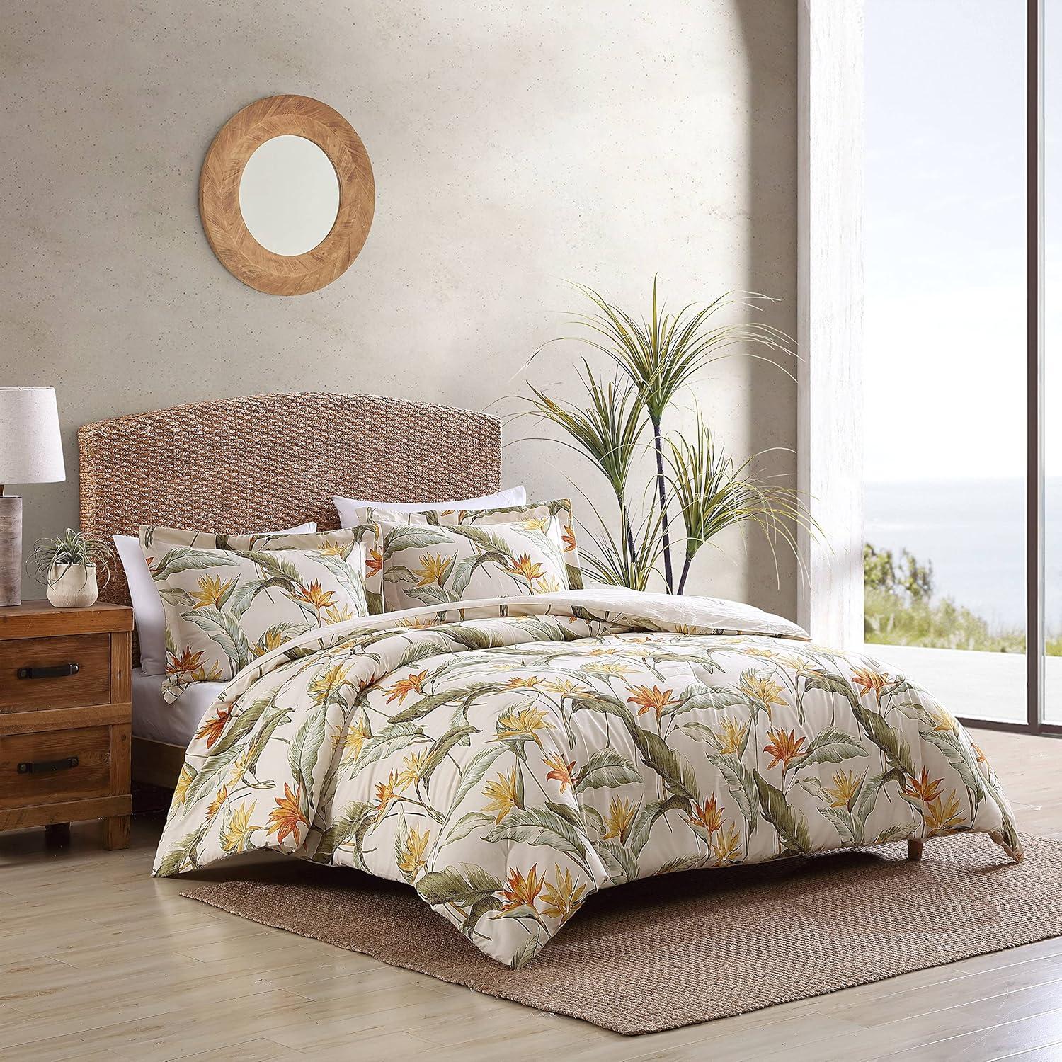 Birds of Paradise Beige Cotton Queen Duvet Cover Set