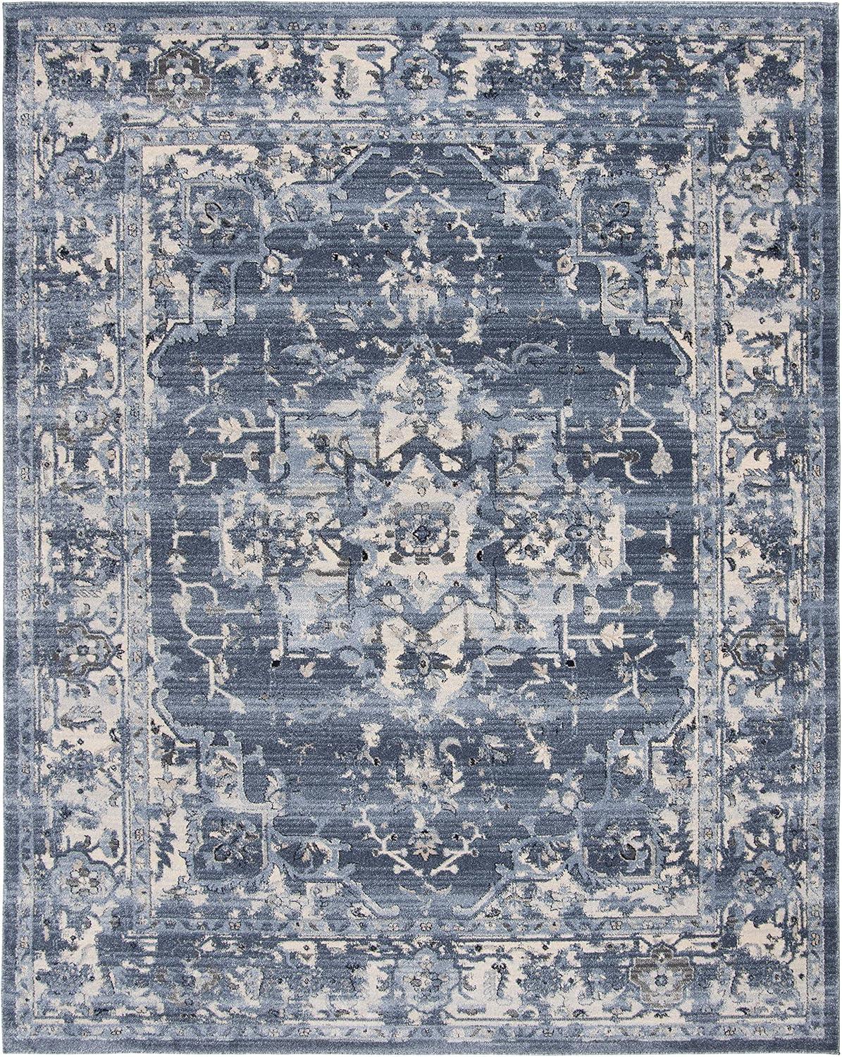 SAFAVIEH Charleston Zharko Floral Area Rug, Navy/Creme, 9' x 12'