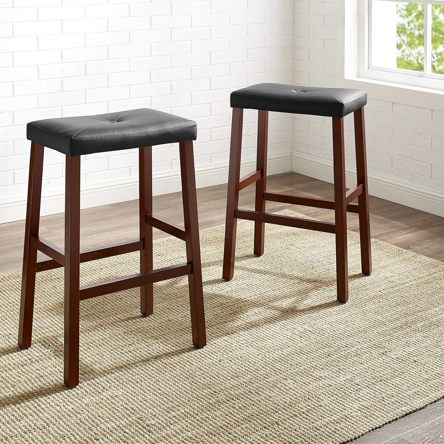 Crosley Furniture Upholstered Saddle Seat Bar Stool with 29" Seat Height, 2pk