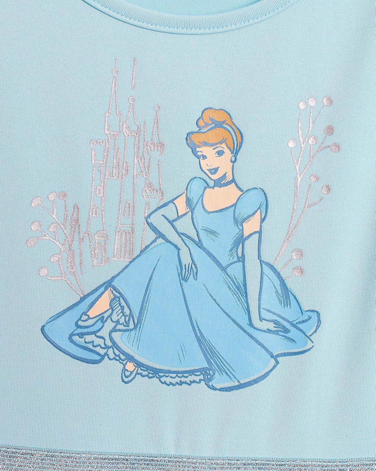 Disney Princess Cinderella Tutu Dress for Girls Glittery Layered Tutu Party Outfit Blue, 6X