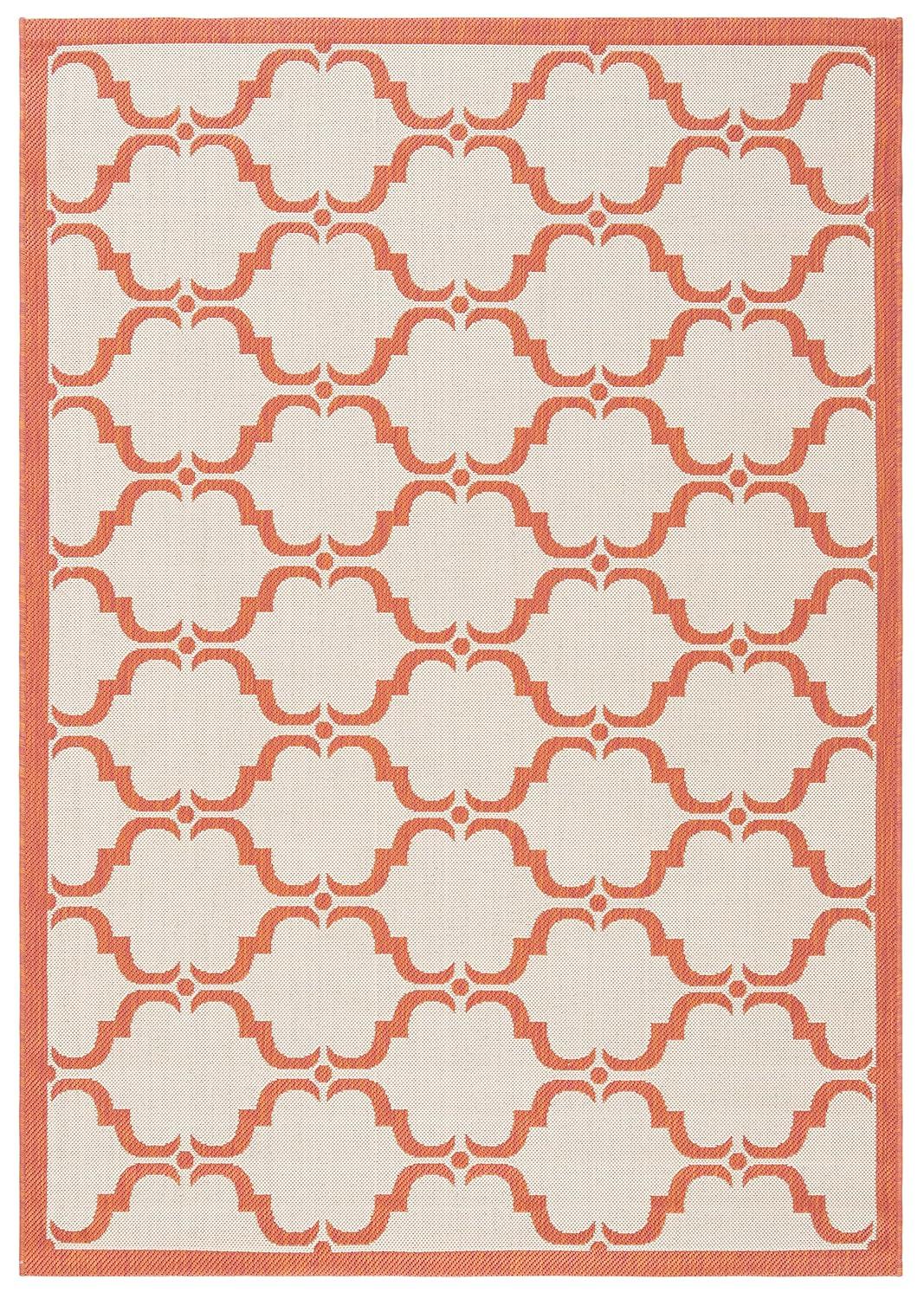 SAFAVIEH Courtyard Collection Accent Rug - 4' x 5'7", Beige & Terracotta, Trellis Design, Non-Shedding & Easy Care, Indoor/Outdoor & Washable-Ideal for Patio, Backyard, Mudroom (CY6009-231)