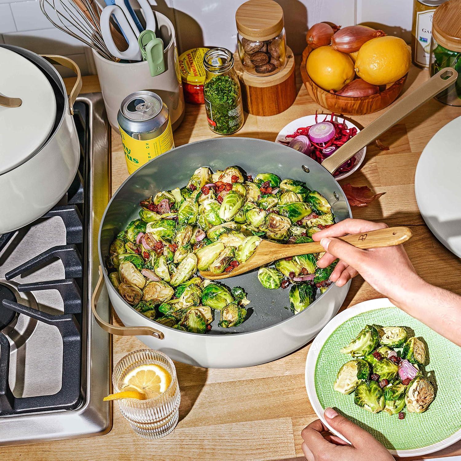 Beautiful 5.5 Quart Ceramic Non-Stick Sauté Pan, White Icing by Drew Barrymore
