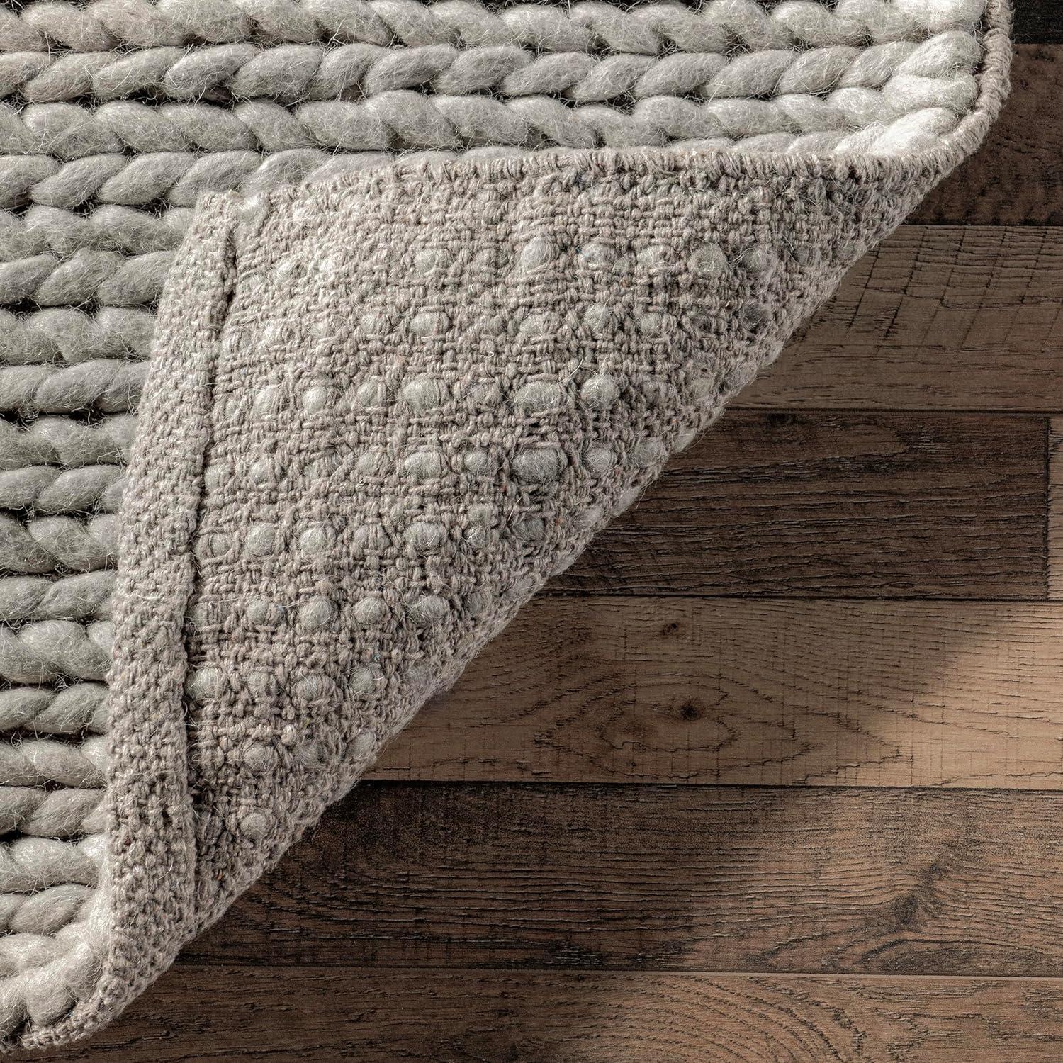 nuLOOM Penelope Braided Wool Area Rug, 5' x 8', Light Gray