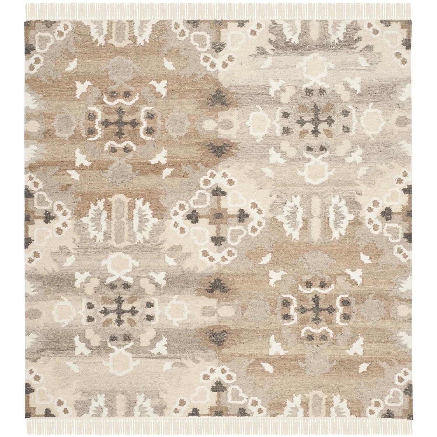 Natural Kilim NKM318 Hand Woven Area Rug - Grey/Multi - 7'x7' - Safavieh.