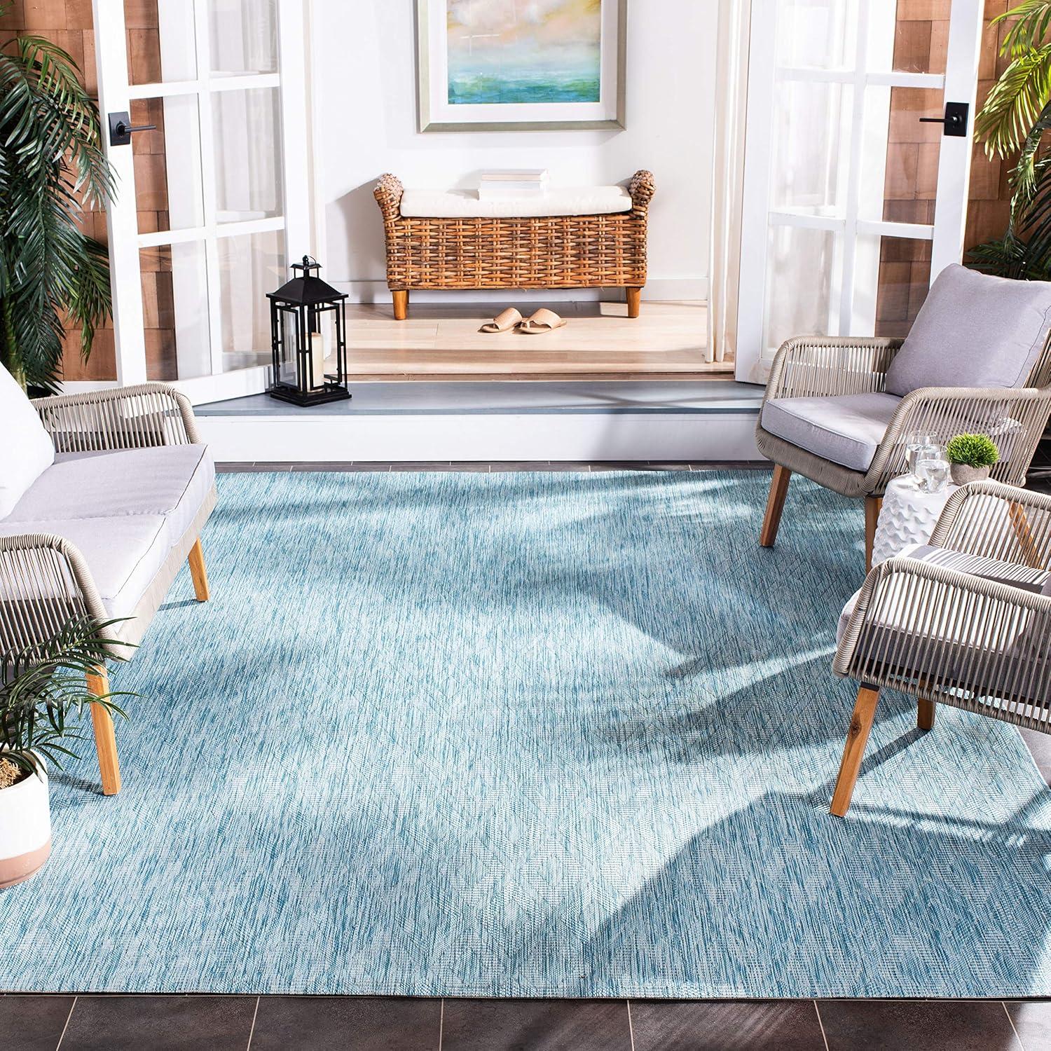 Aqua Elegance 79'' Easy-Care Rectangular Synthetic Area Rug