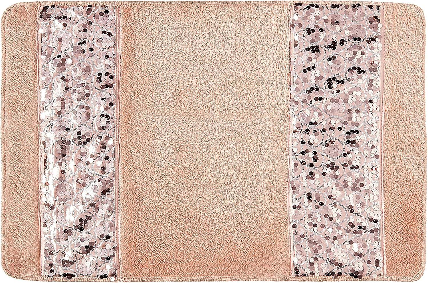 Zahari Home Sinatra Bathroom Rug Classic Bath Rug Stylish Bling Bath Mat, Size 32" x 21", Blush