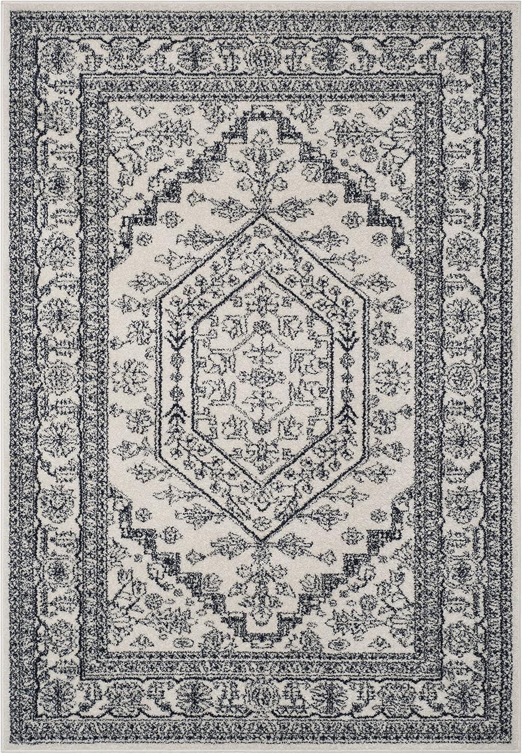 Adirondack ADR108 Power Loomed Area Rug - Ivory/Navy - 4'x6' - Safavieh.