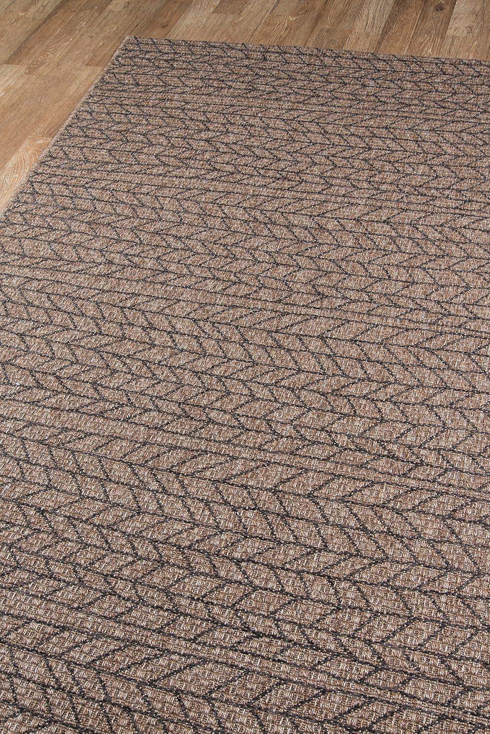 2'x6' Runner Como Ace Rug Tan - Momeni: Modern Geometric Indoor/Outdoor Medium Pile, All-Weather Design