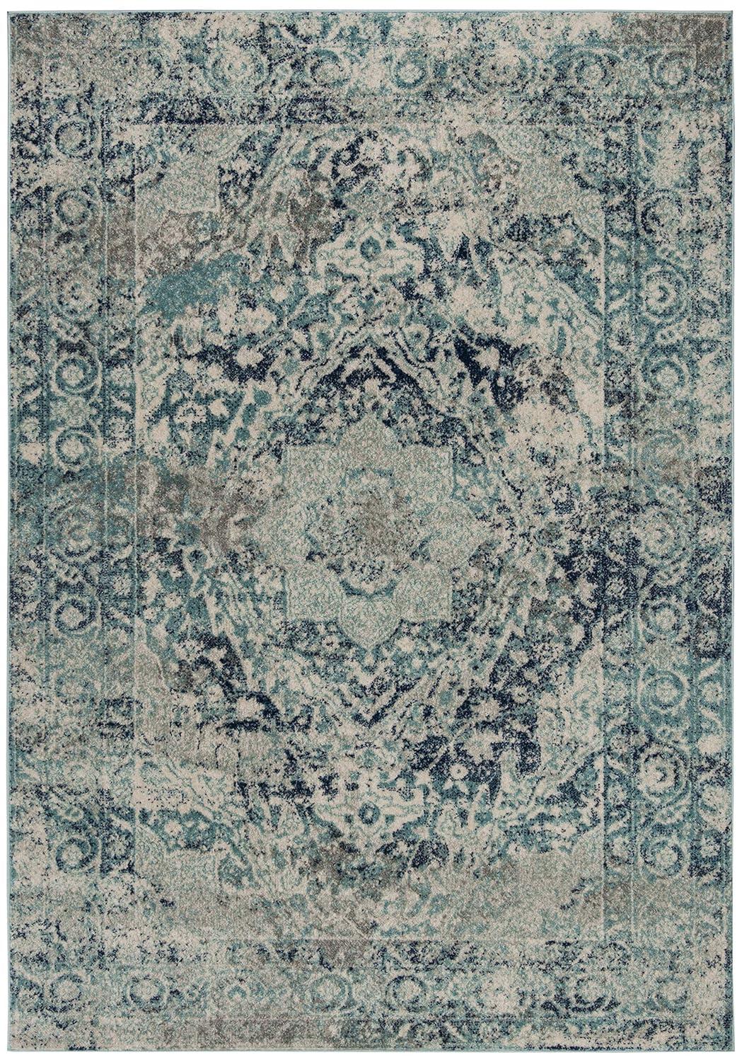 Madison MAD152 Power Loomed Indoor Area Rug - Ivory/Blue - 5'3"x7'6" - Safavieh