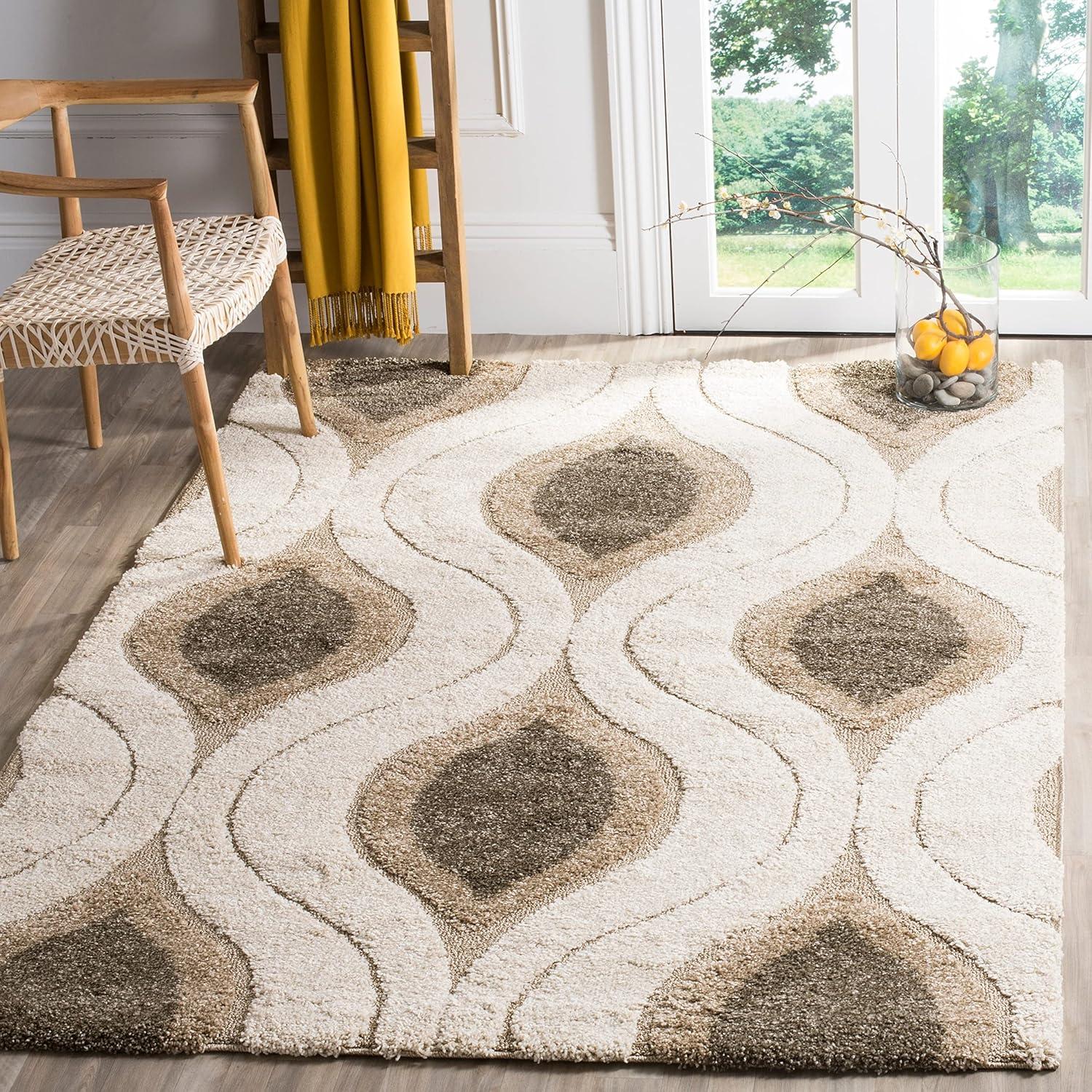 Florida Shag SG461 Power Loomed Indoor Accent Rug - Cream/Smoke - 2'3"x4' - Safavieh
