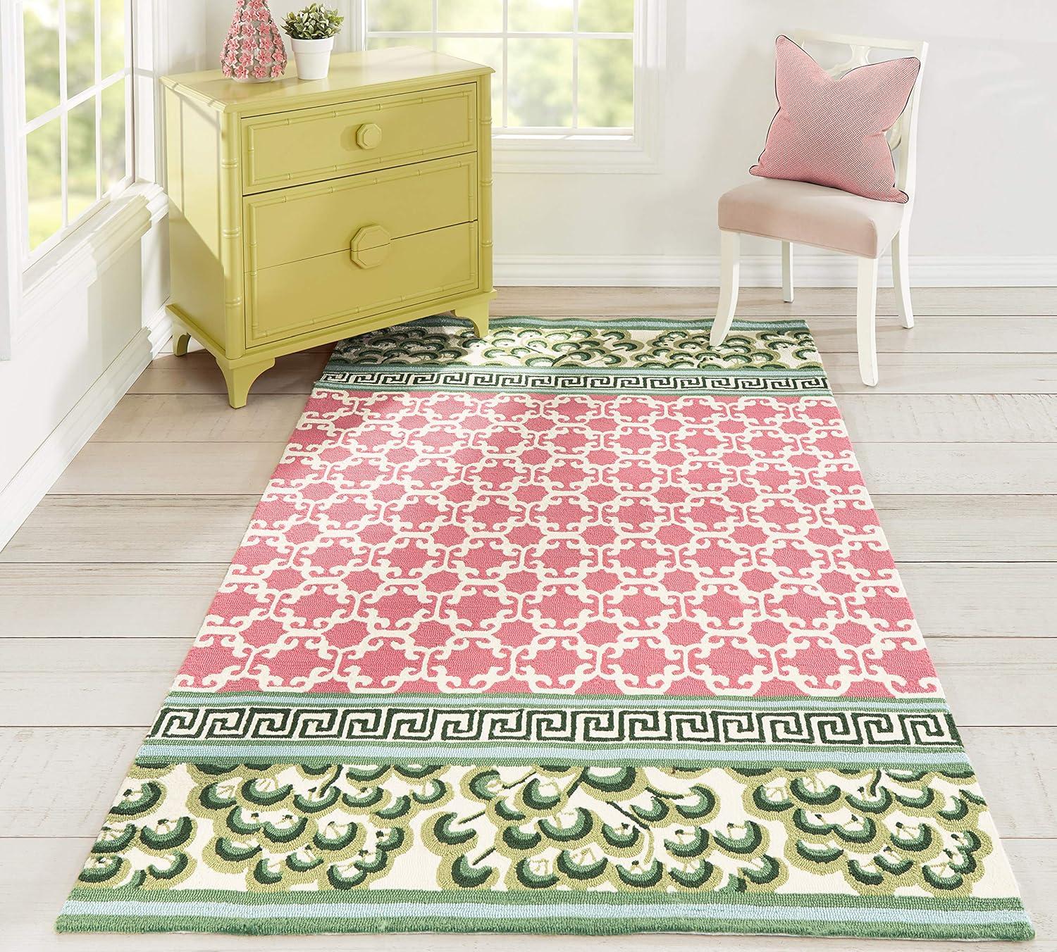 Madcap Cottage Under A Loggia Montserrat Area, Indoor Outdoor Rug, Pink, 8' X 10'