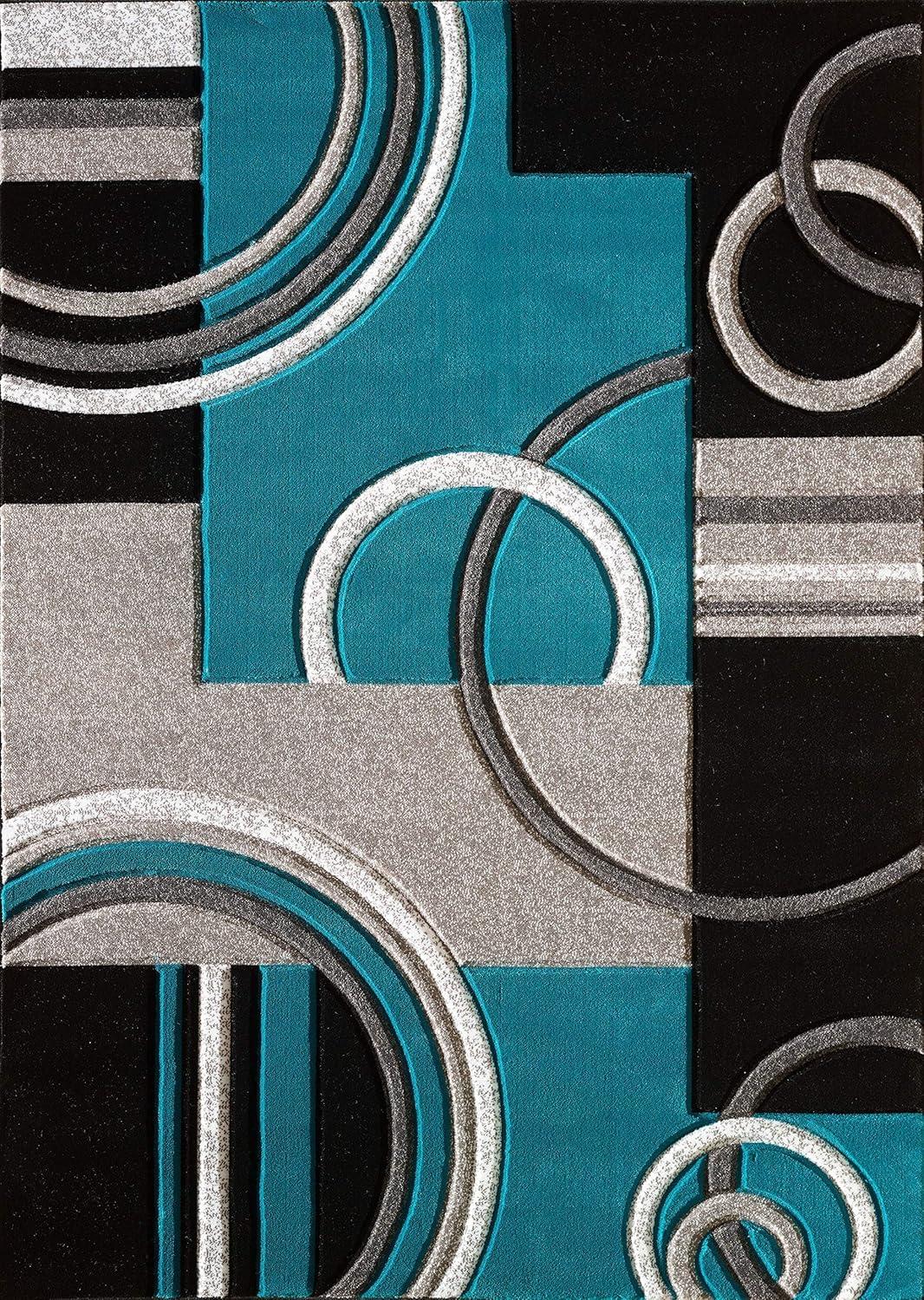 GLORY RUGS Area Rug Modern Soft Hand Carved Contemporary Floor Carpet with Premium Fluffy Texture for Indoor Living Dining Room and Bedroom Area (4x6, Turquoise)