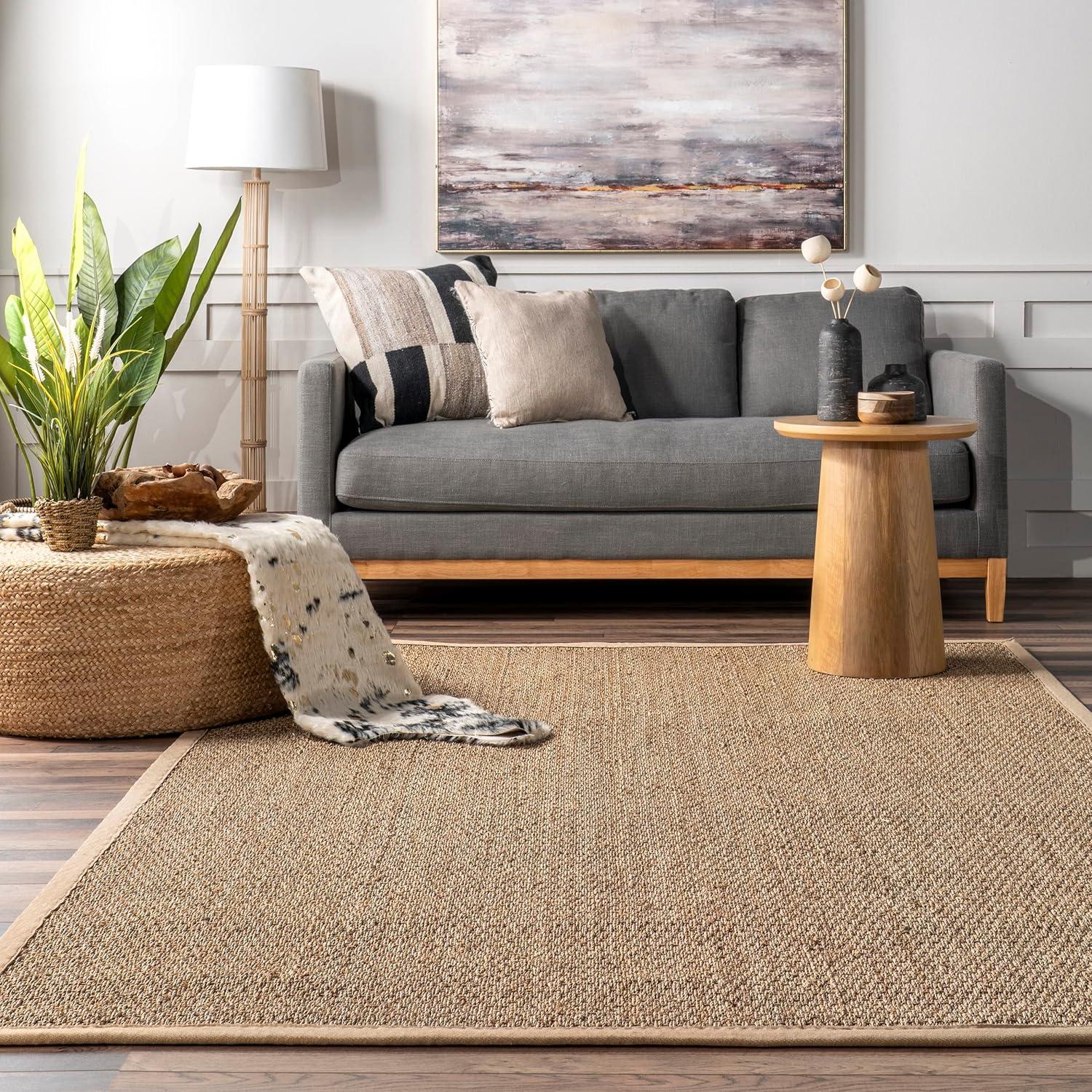 Elijah Seagrass Easy-Care Beige 6' Square Area Rug