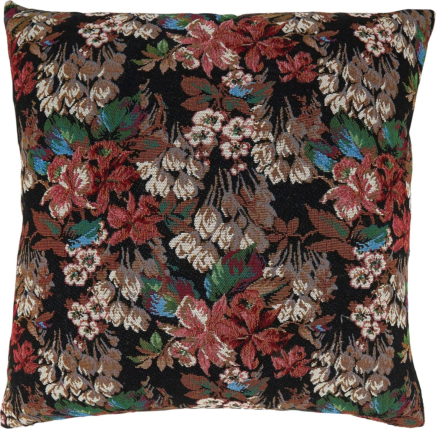 Champagne Jacquard Flower 18" Square Polyester Pillow Cover