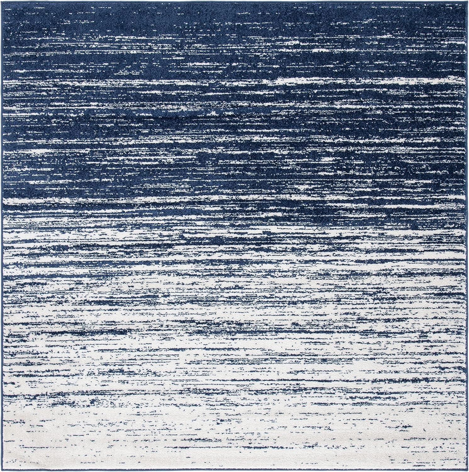 SAFAVIEH Adirondack Esmond Abstract Area Rug, Navy/Ivory, 6' x 6' Square