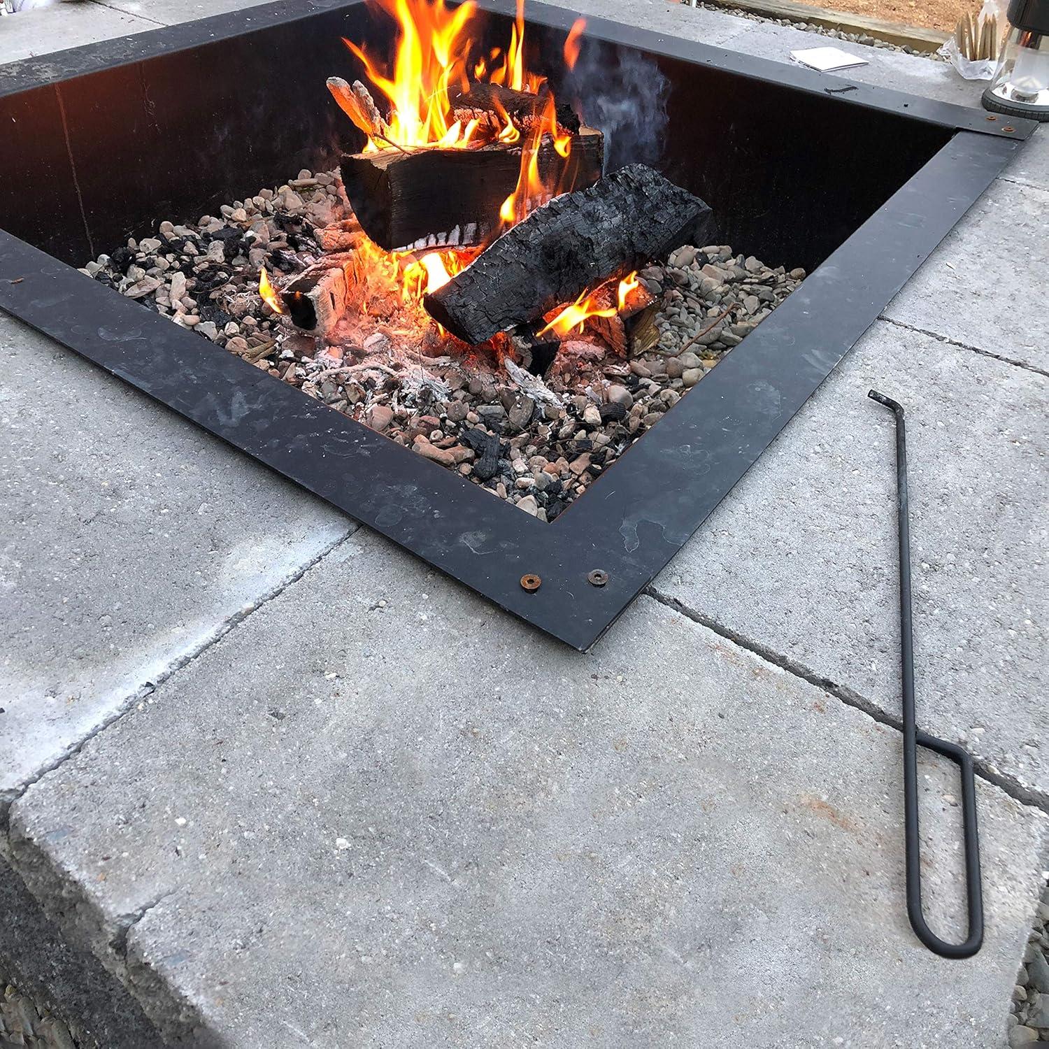 Sunnydaze Outdoor Heavy-Duty Steel Portable Above Ground or In-Ground Square Fire Pit Liner Ring - 36" - Black