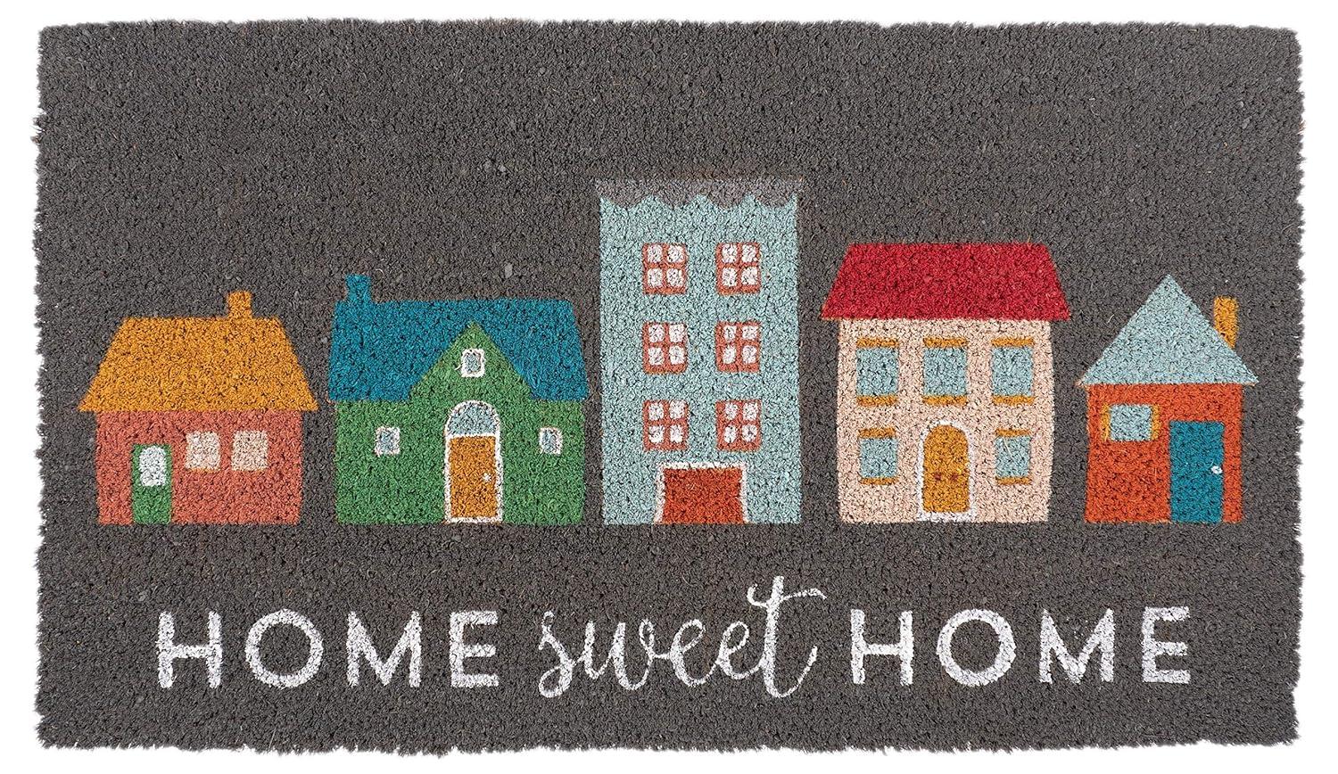 KAF Home Printed Coir Doormat with Non-Slip PVC Backing - 17 by 30 inches (Home Sweet Home)