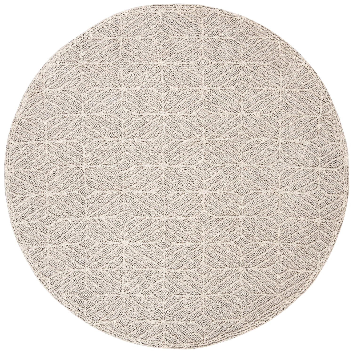 Trace TRC212 Hand Tufted Area Rug - Ivory/Black - 6' Round - Safavieh.