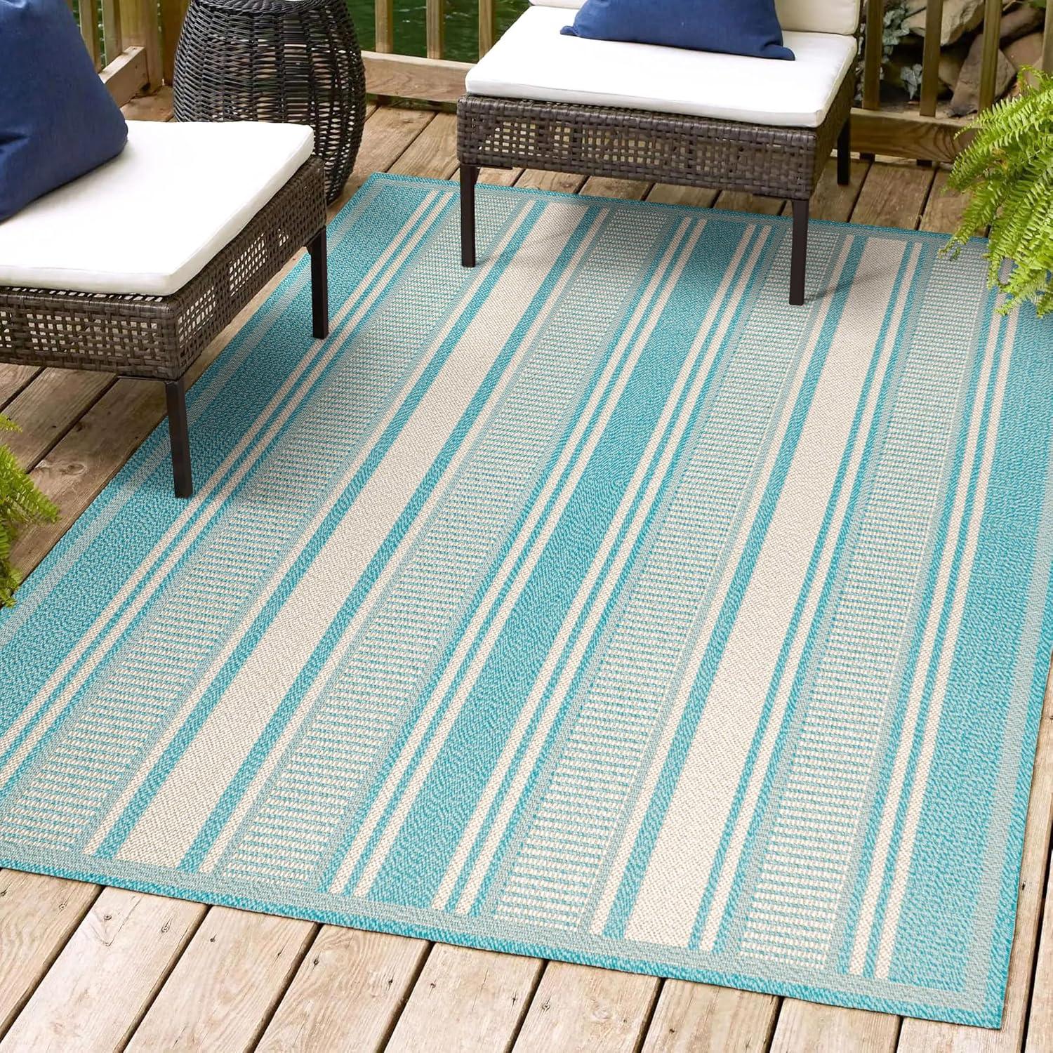 Haynes Modern Double Stripe Indoor/Outdoor Area Rug - JONATHAN Y