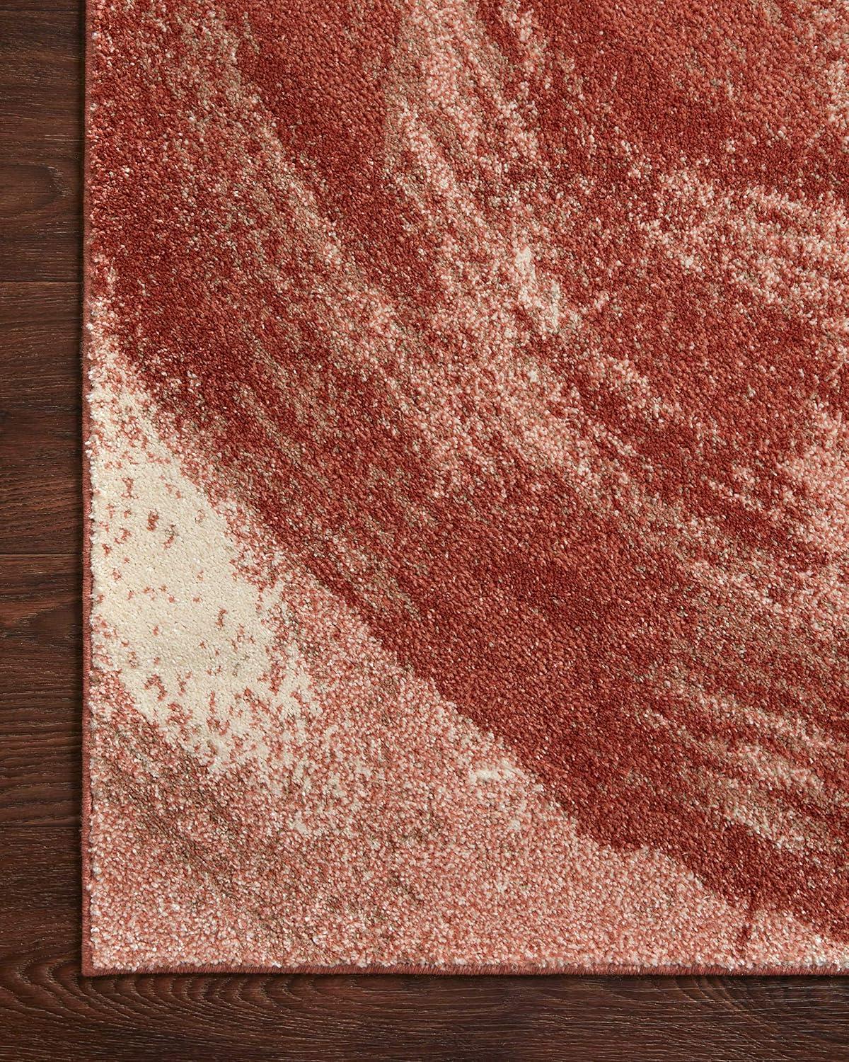 Abstract Red Spice 6'7" x 9'3" Modern Synthetic Area Rug