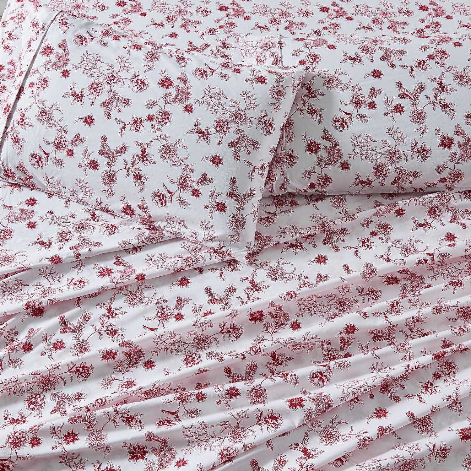 Great Bay Home Winter Floral Brushed Microfiber Sheet Set, Twin, 3 Pieces