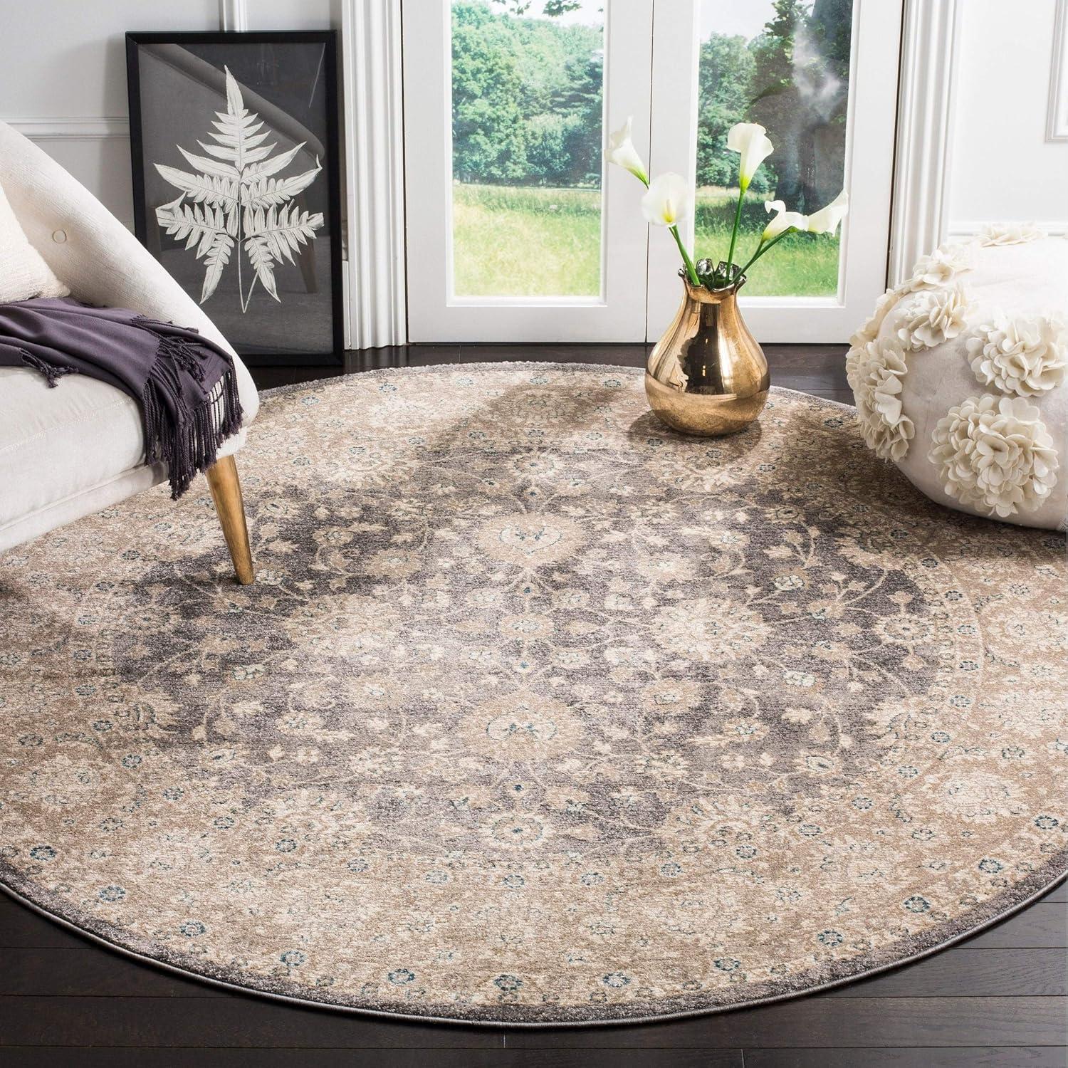 Sofia SOF330 Power Loomed Indoor Accent Rug - Light Grey/Beige - 3'x5' - Safavieh.