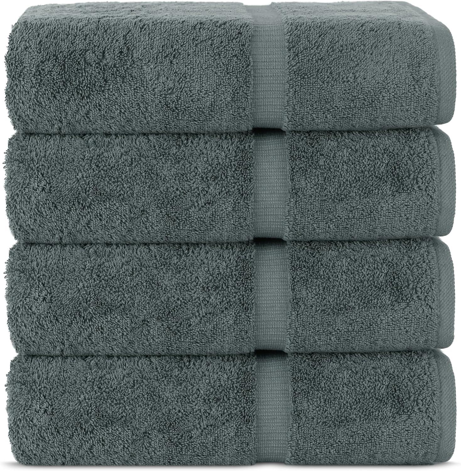 Dark Gray 4-Piece Turkish Cotton Bath Towel Set